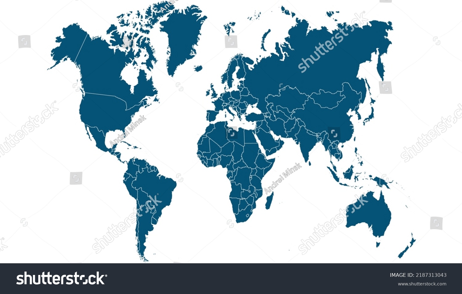 World Map Color Silhouette Map Stock Vector (Royalty Free) 2187313043 ...