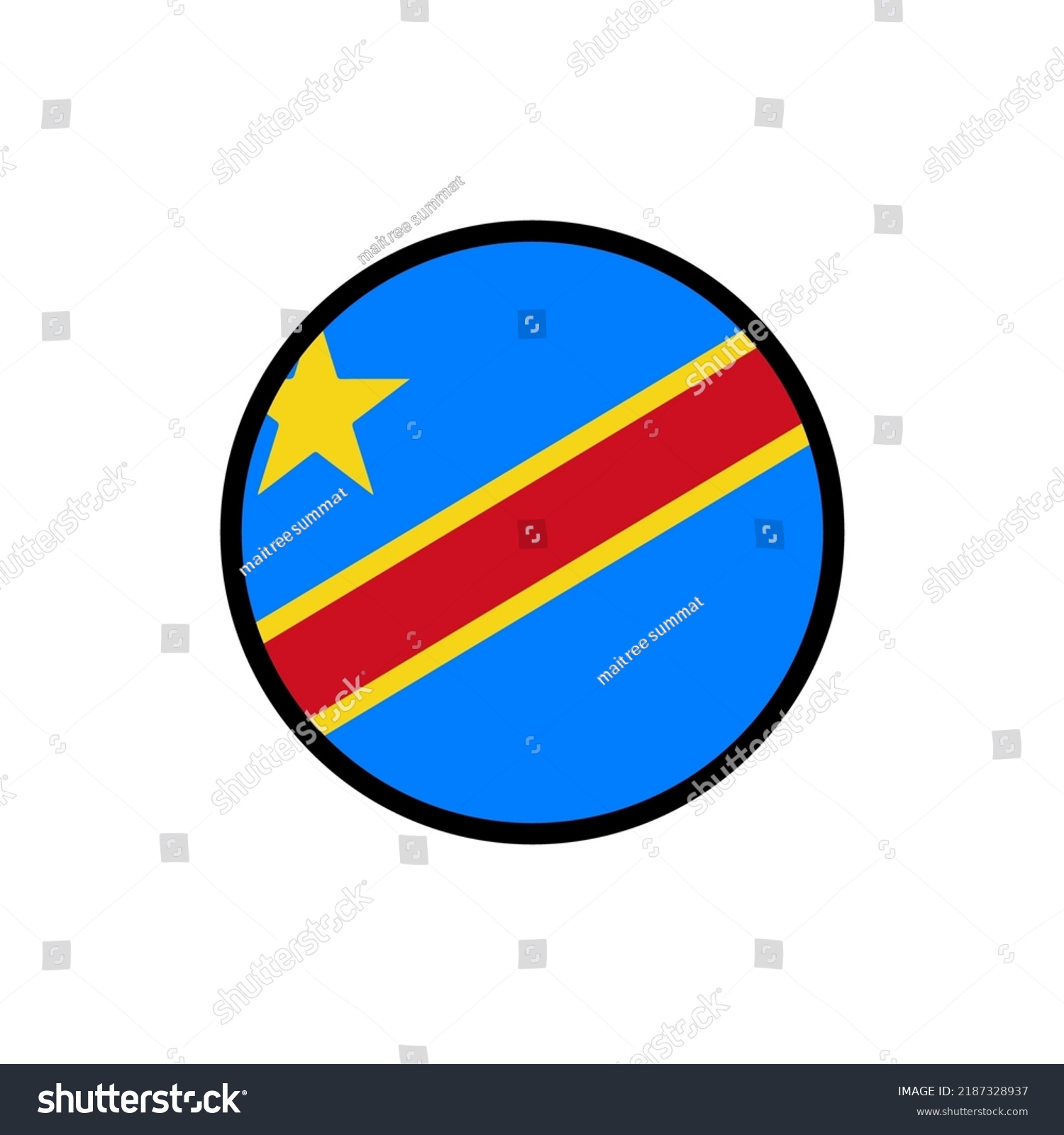 Congo Kinshasa Flag Circle On White Stock Vector Royalty Free