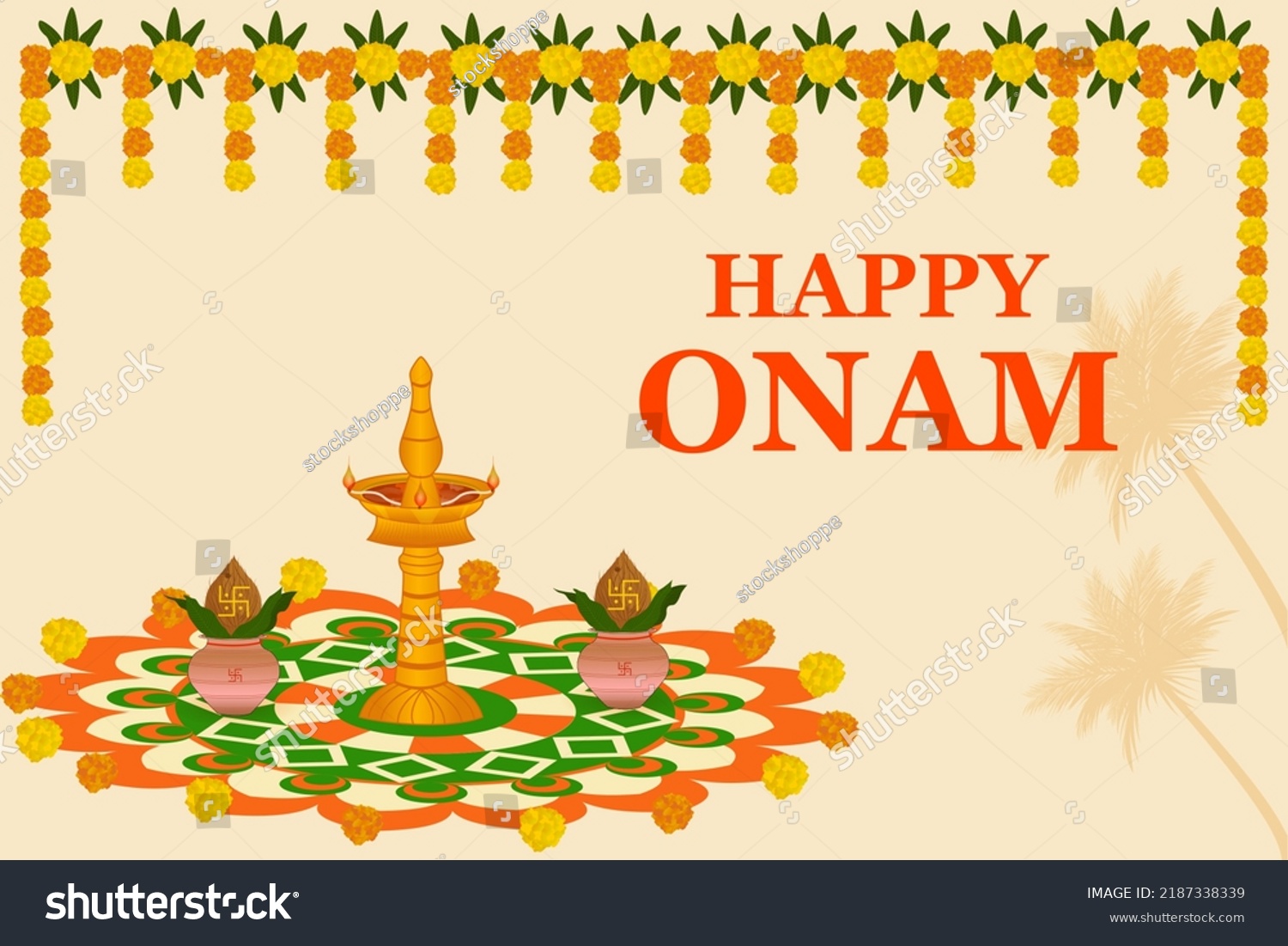 Vector Illustration Happy Onam Big Shopping Stock Vector (Royalty Free ...