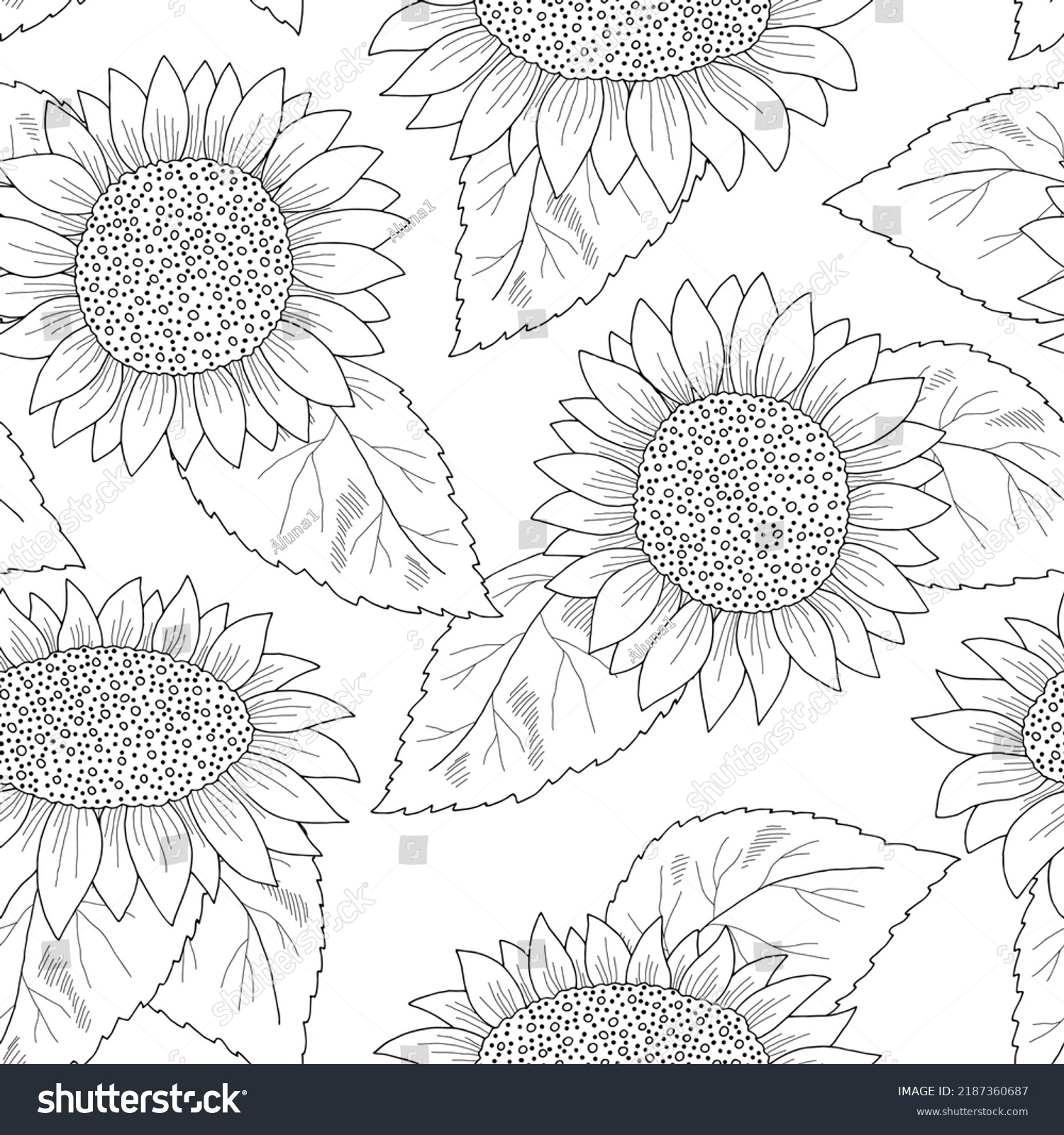 Sunflower Seamless Pattern Background Flower Graphic Stock Vector