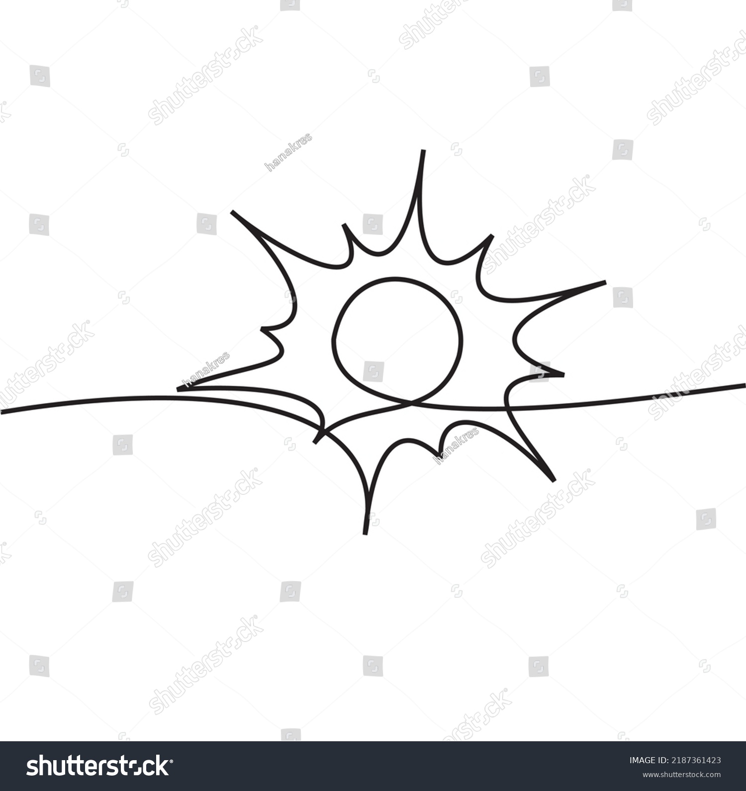 One Continuous Line Drawing Sun Day Stock Vector (Royalty Free ...