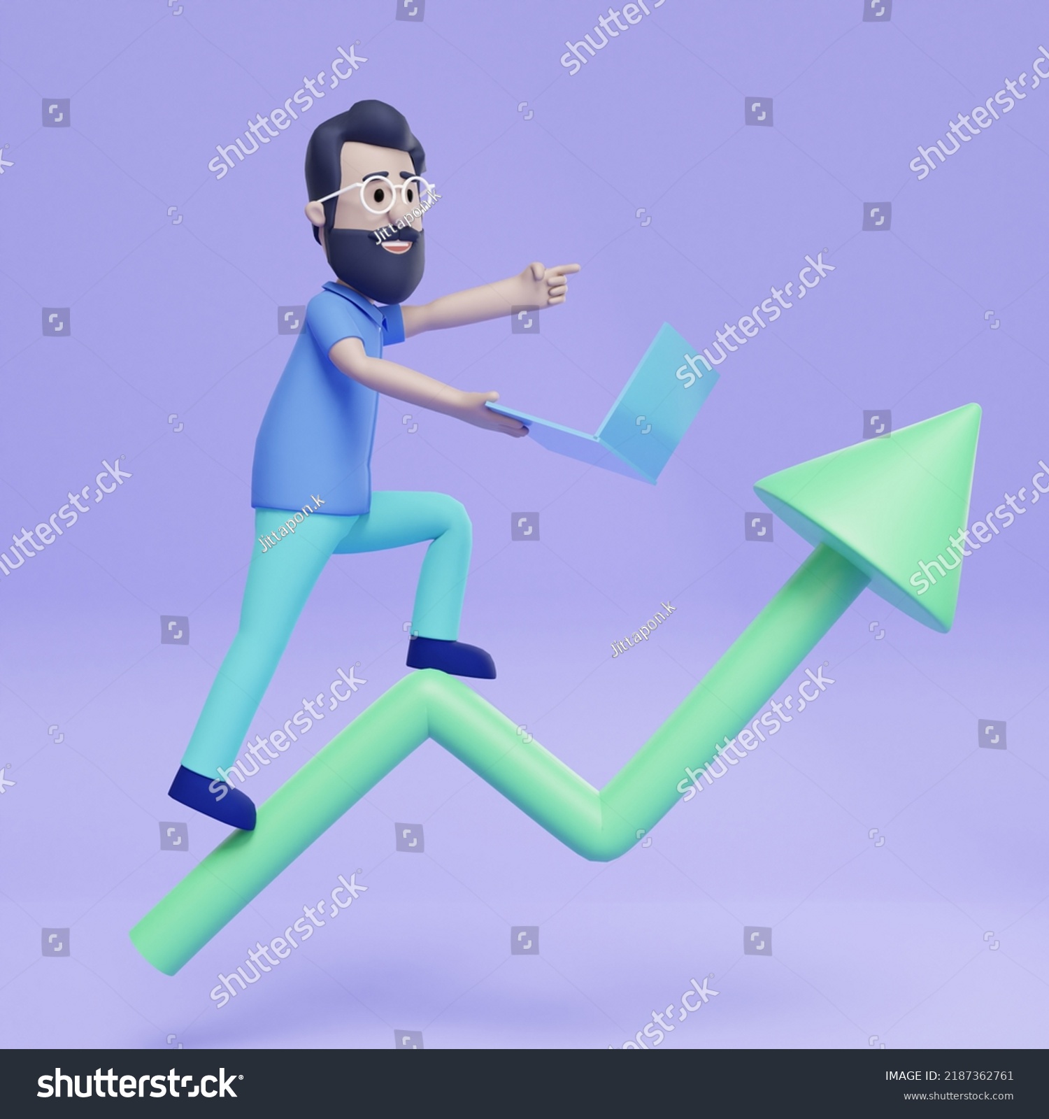 3d Man Growth Graph Trending Positive Stock Illustration 2187362761 ...