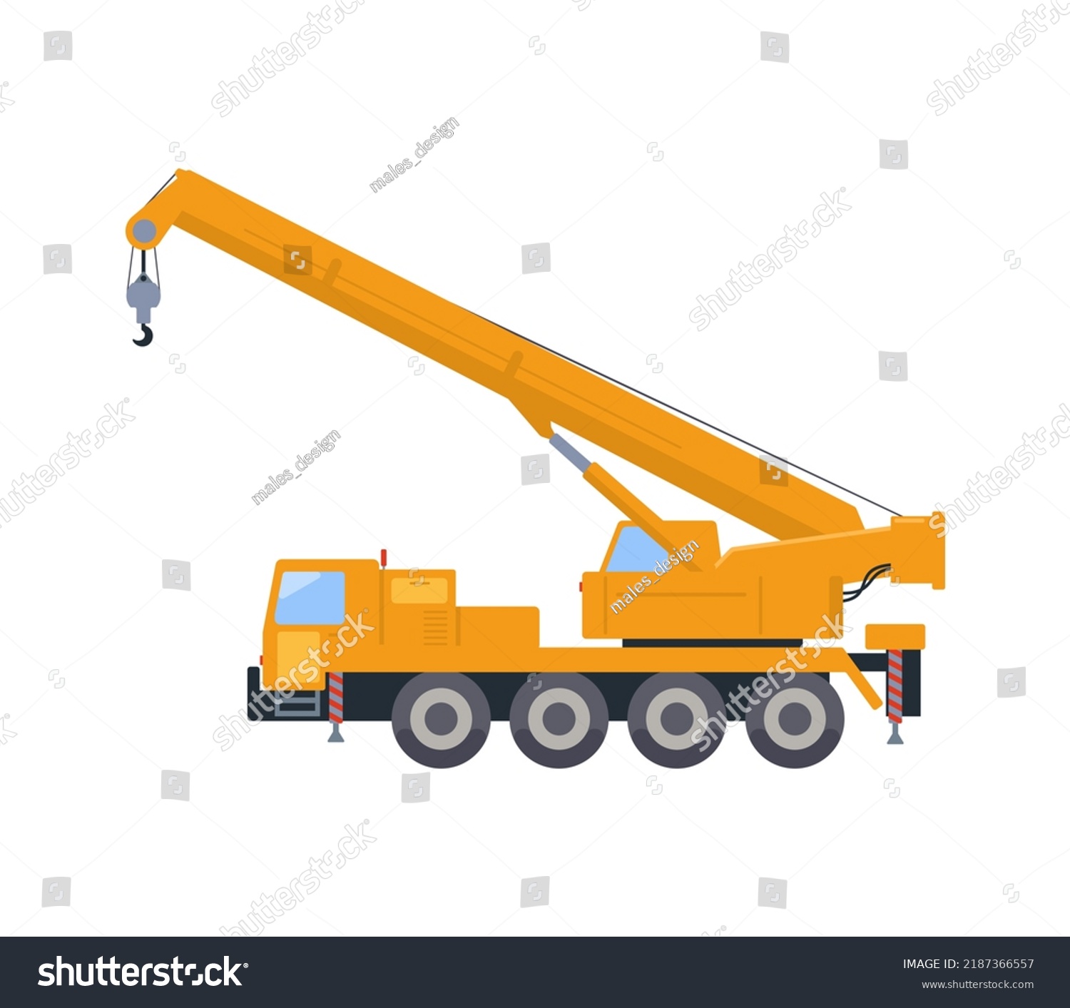 Vector Illustration Scene Building Crane Truck Stock Vector (Royalty ...