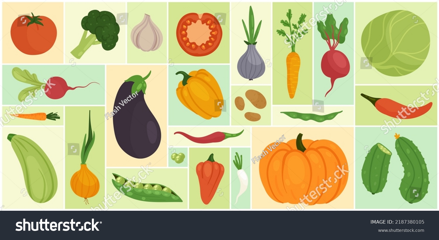 Vegetable Set Vector Illustration Cartoon Fresh Stock Vector (Royalty ...