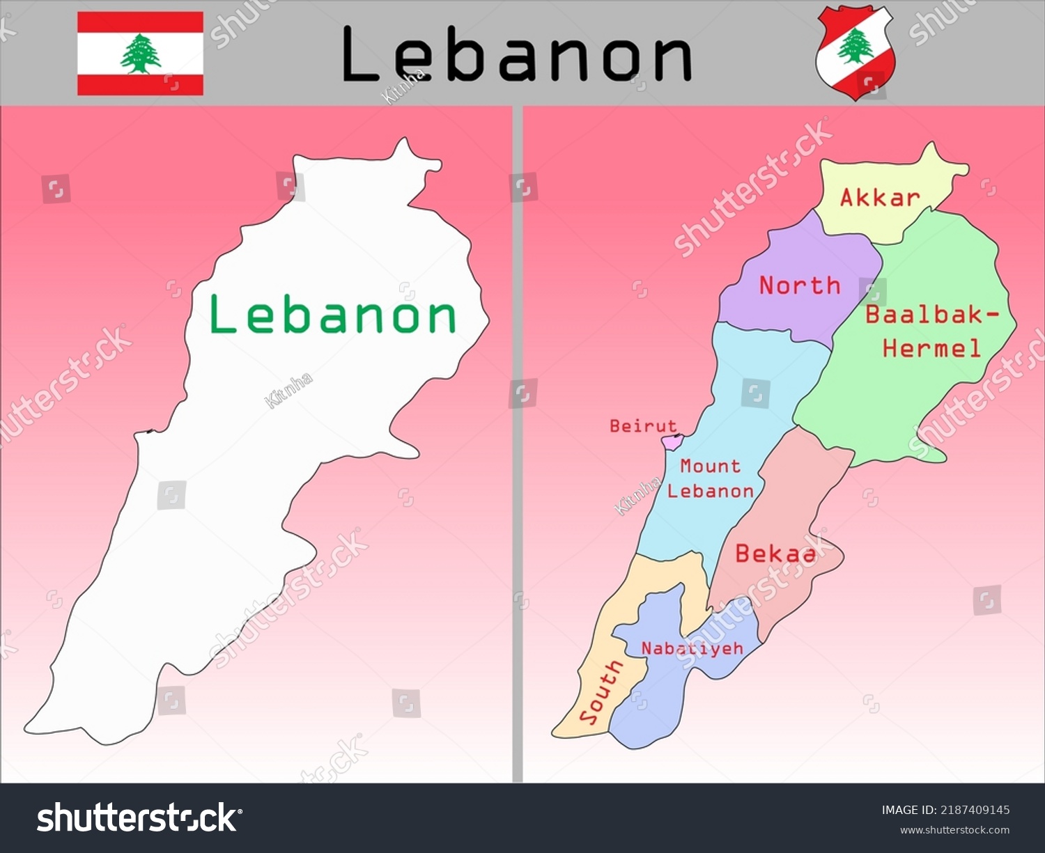 Vector Administrative Divisions Lebanon Stock Vector (Royalty Free ...