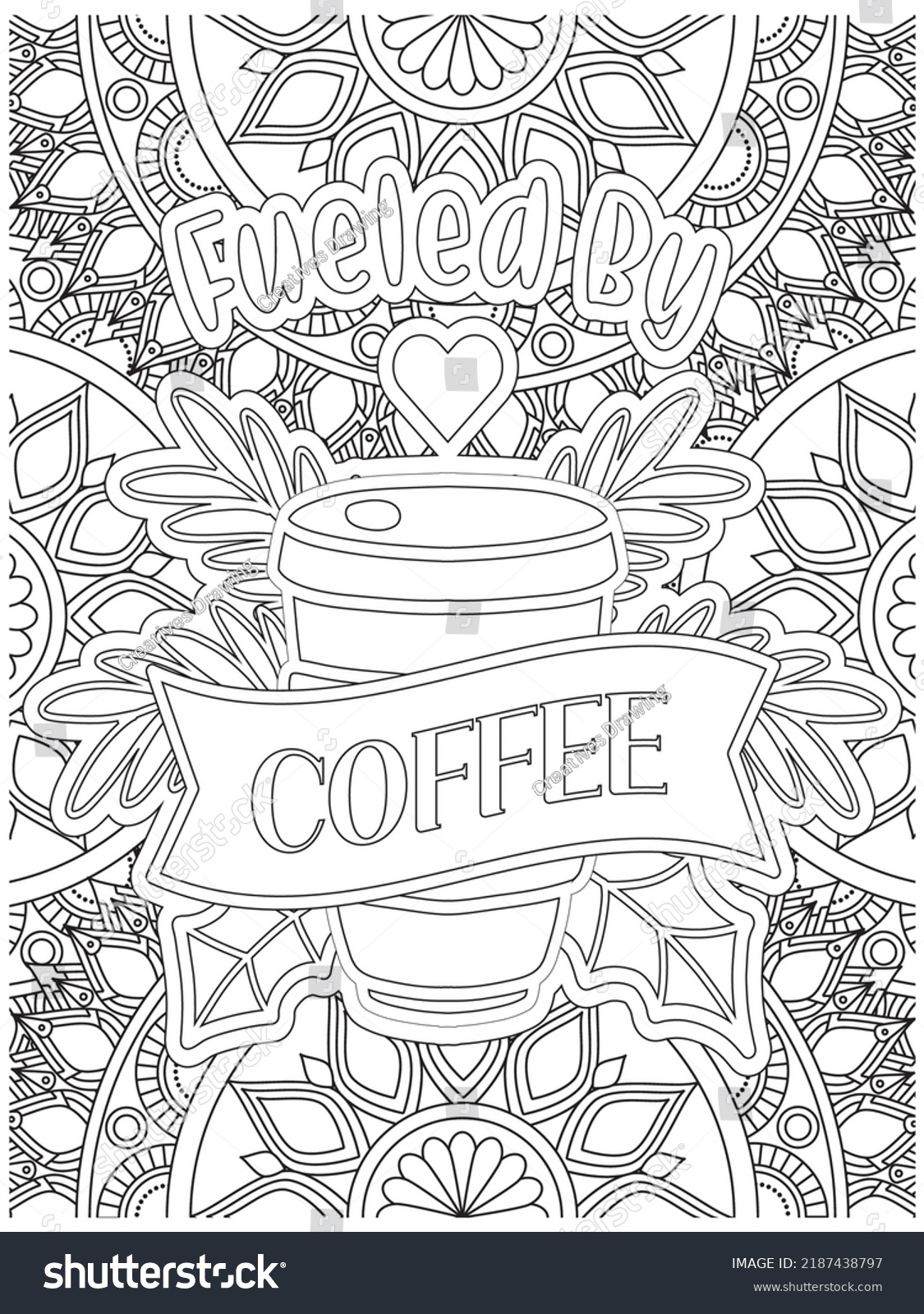 Coffee Quotes Coloring Book Page Stock Vector (Royalty Free) 2187438797 ...