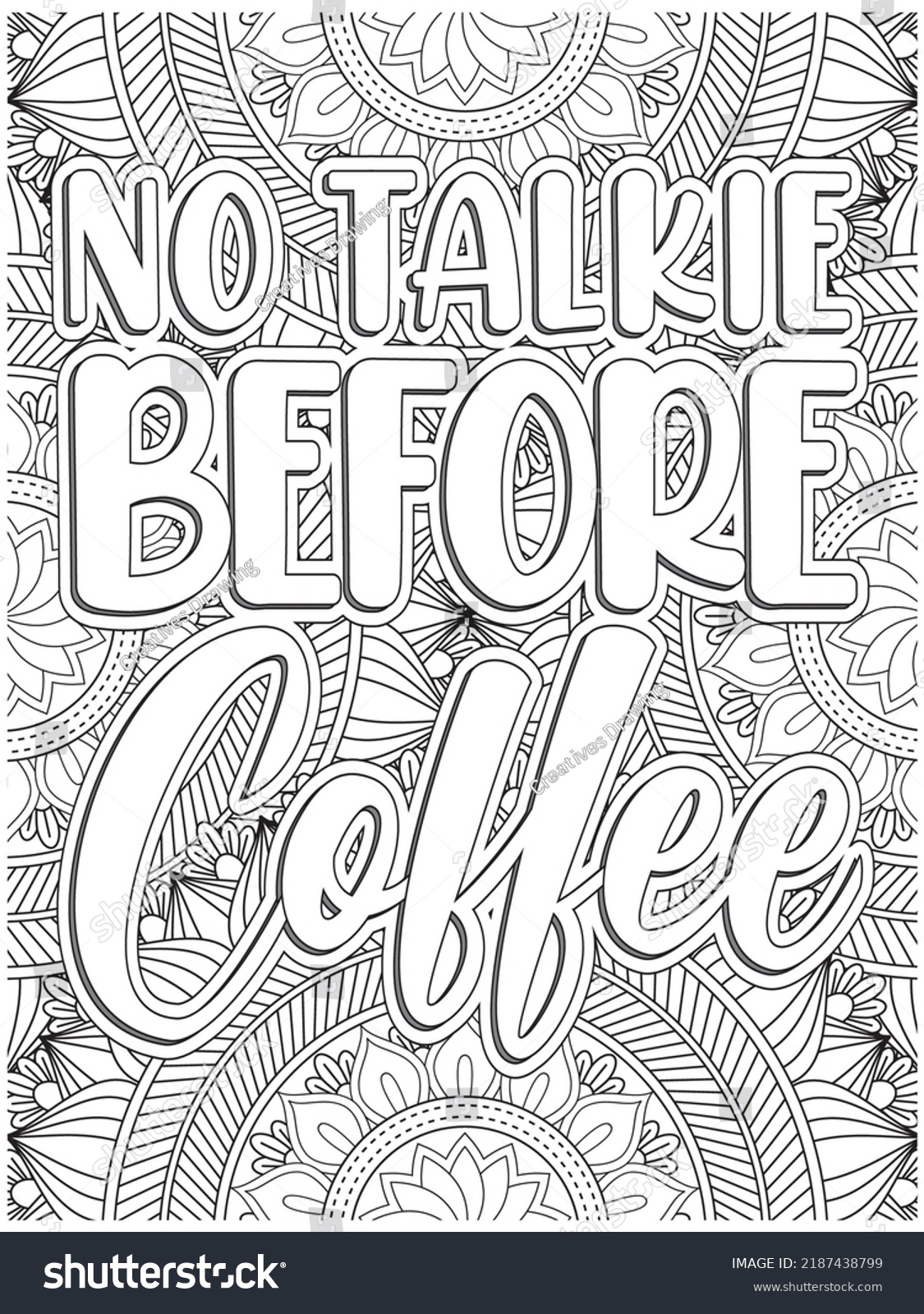 Coffee Quotes Coloring Book Page Stock Vector (Royalty Free) 2187438799 ...