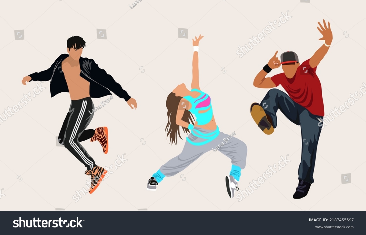 Set Dancing People Cartoon Characters Young Stock Vector (Royalty Free ...