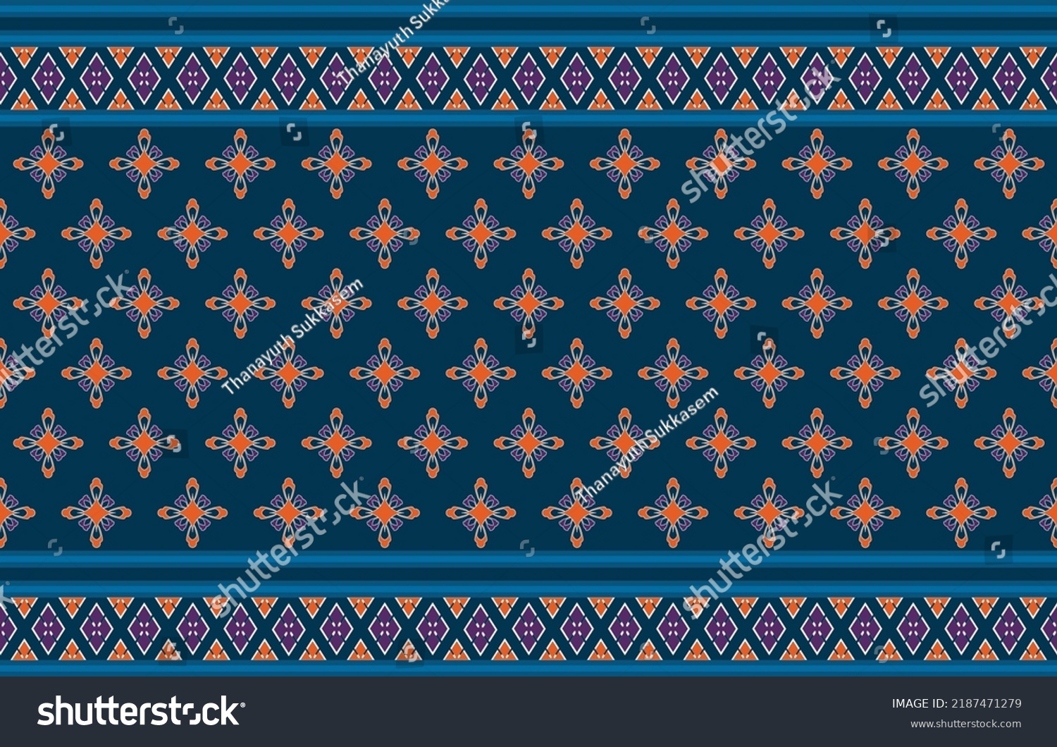 Geomatric Fabric Full Color Pattern Blue Stock Vector (Royalty Free ...