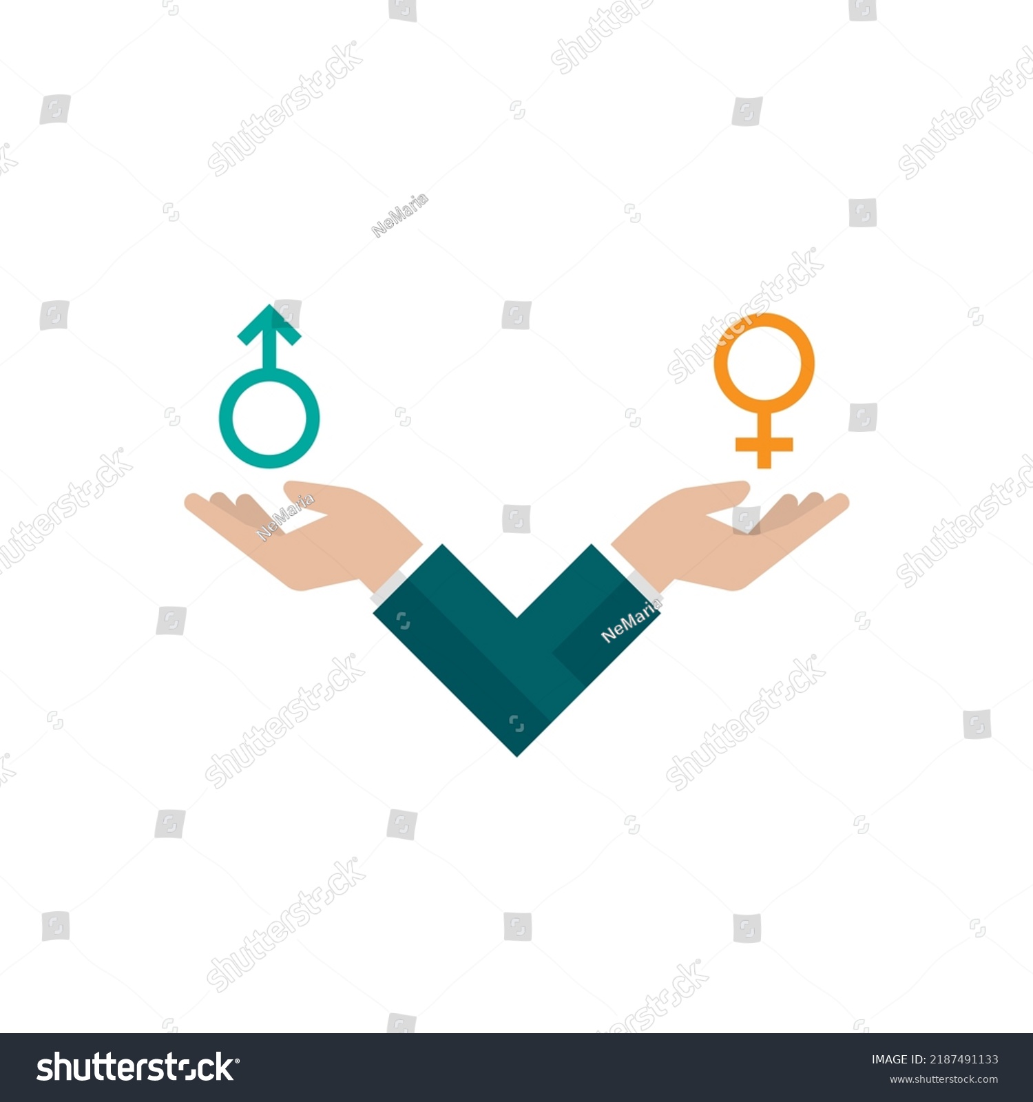 Gender Sexual Equality Concept Businessman Hands Stock Vector Royalty