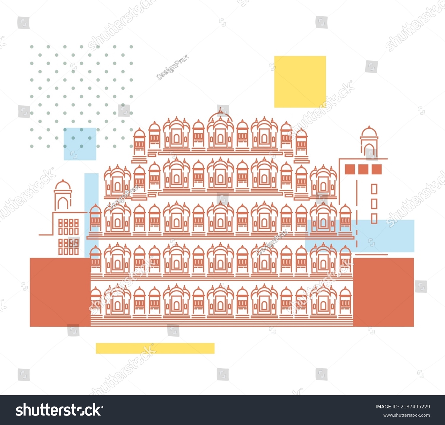 Historical Icon Jaipur City Hawa Mahal Stock Vector (Royalty Free ...