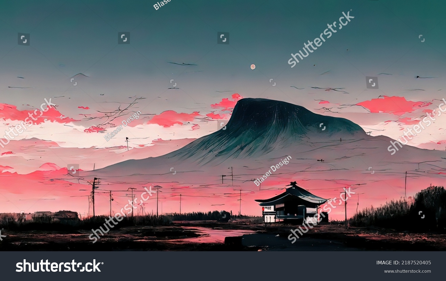 Anime Manga Landscape Dusk 4k Moody Stock Illustration 2187520405 Shutterstock 9719