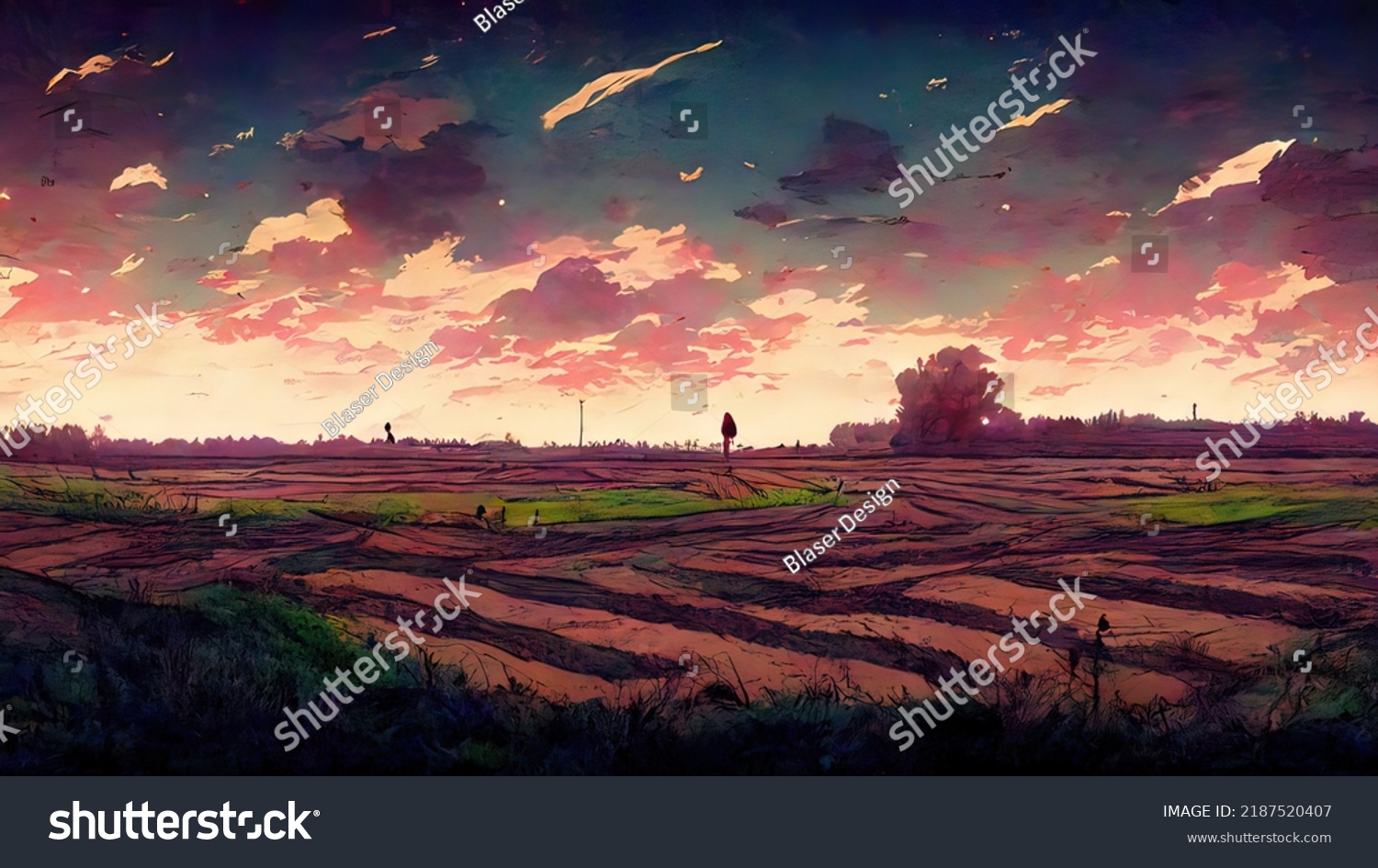 Anime Manga Landscape Dusk 4k Moody Stock Illustration 2187520407 Shutterstock 3283