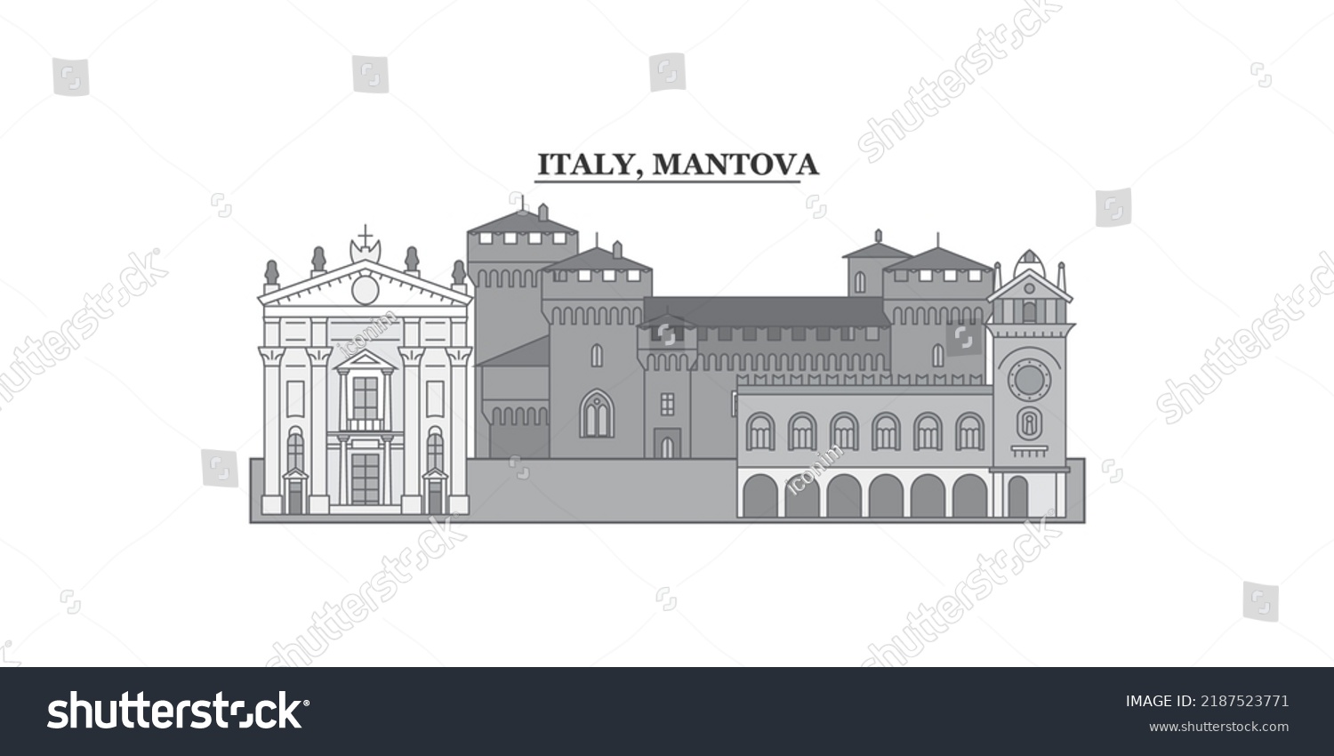 Italy Mantova City Skyline Isolated Vector Stock Vector (Royalty Free ...