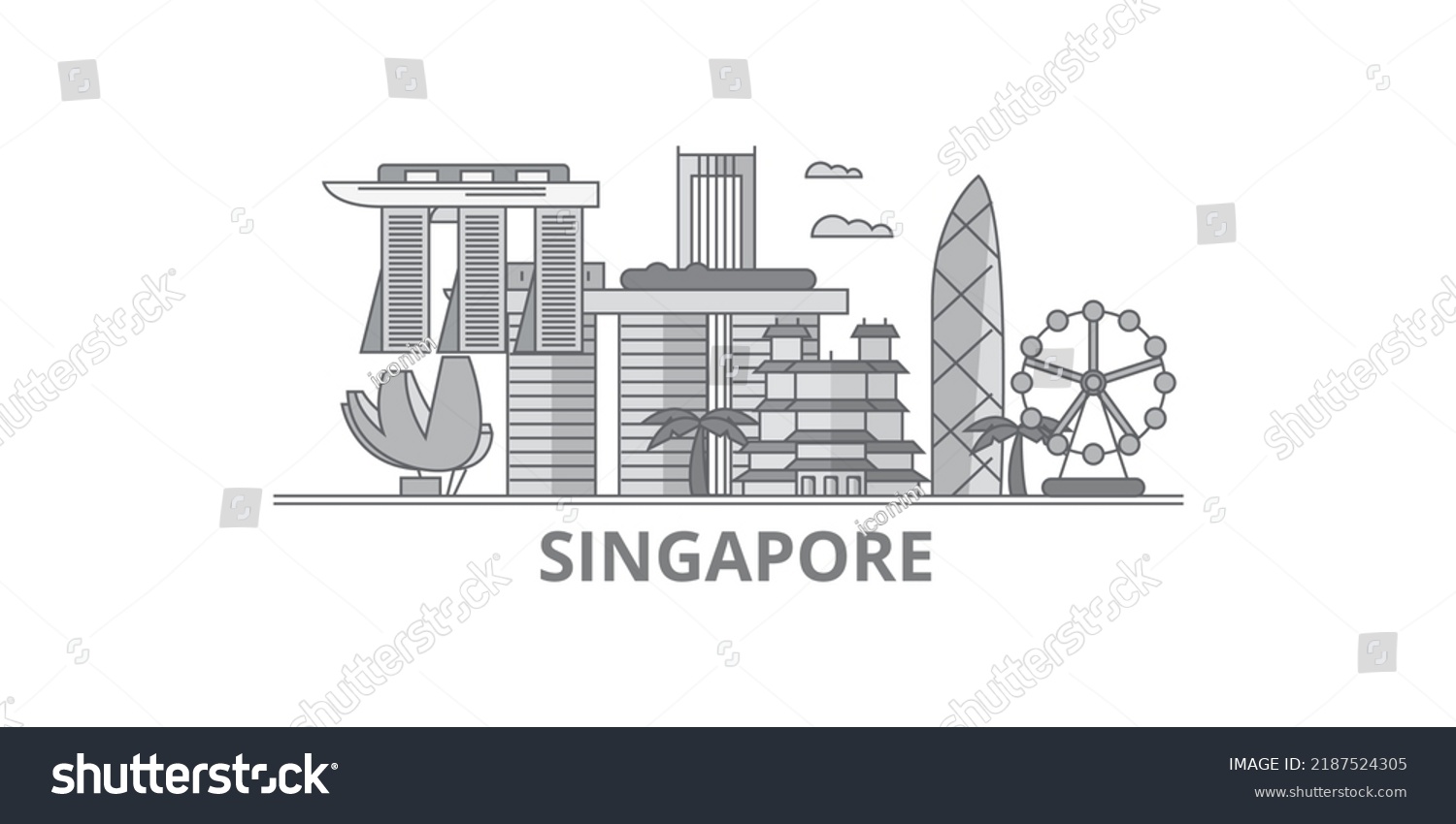 Singaporecity City Skyline Isolated Vector Illustration Stock Vector ...