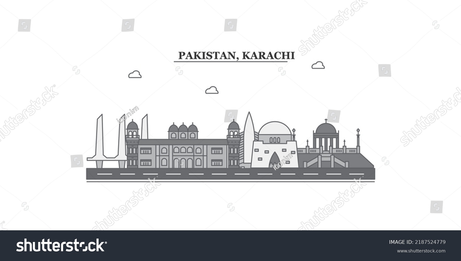 Pakistan Karachi City Skyline Isolated Vector Stock Vector (royalty 