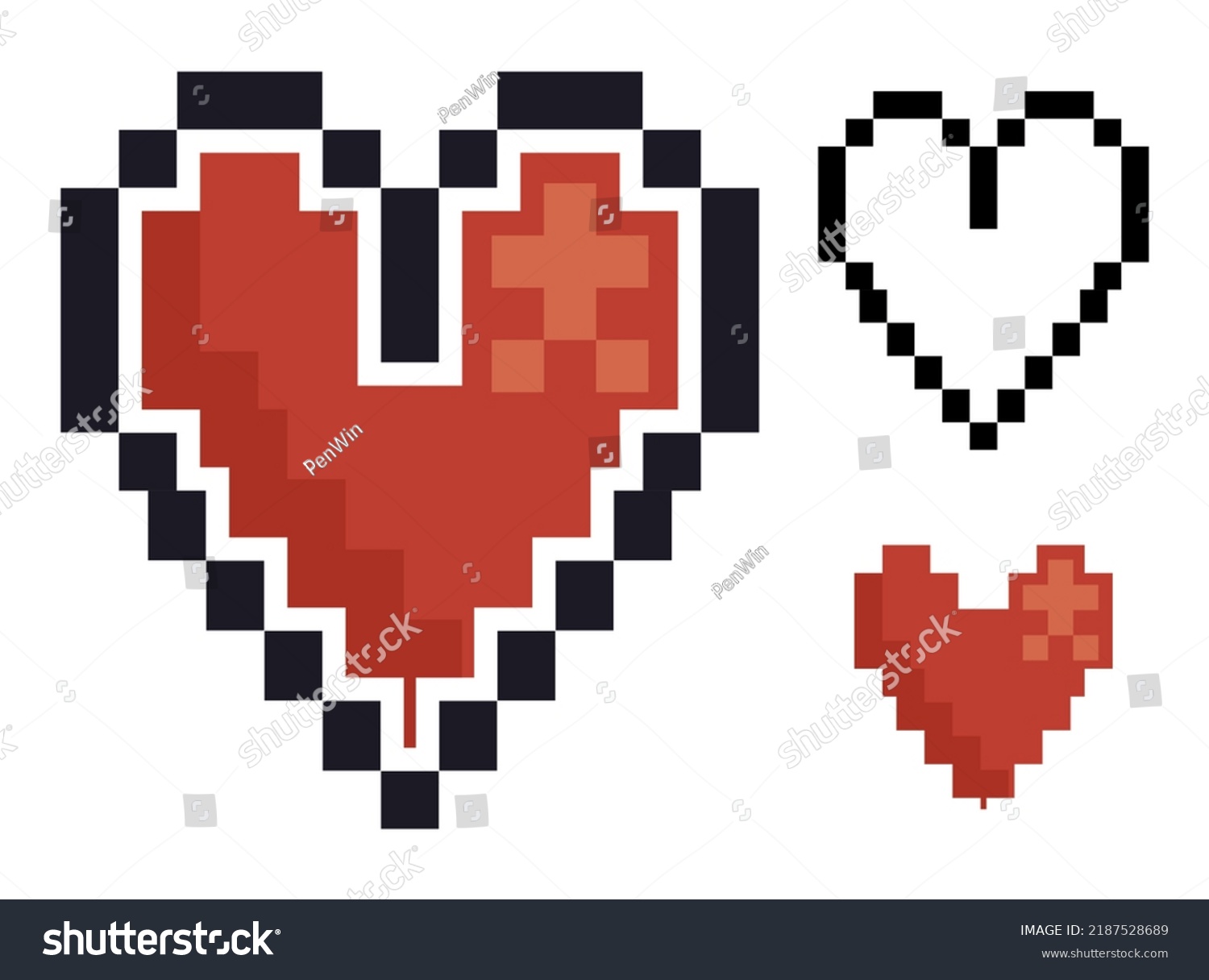 View Three Hearts Pixel Art Different Stock Vector (Royalty Free ...