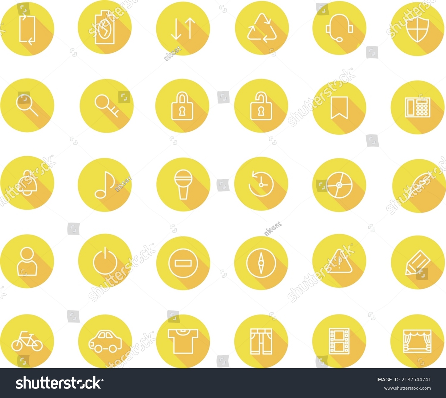 Long Shadow Line Drawing Icon Set Stock Vector (Royalty Free ...