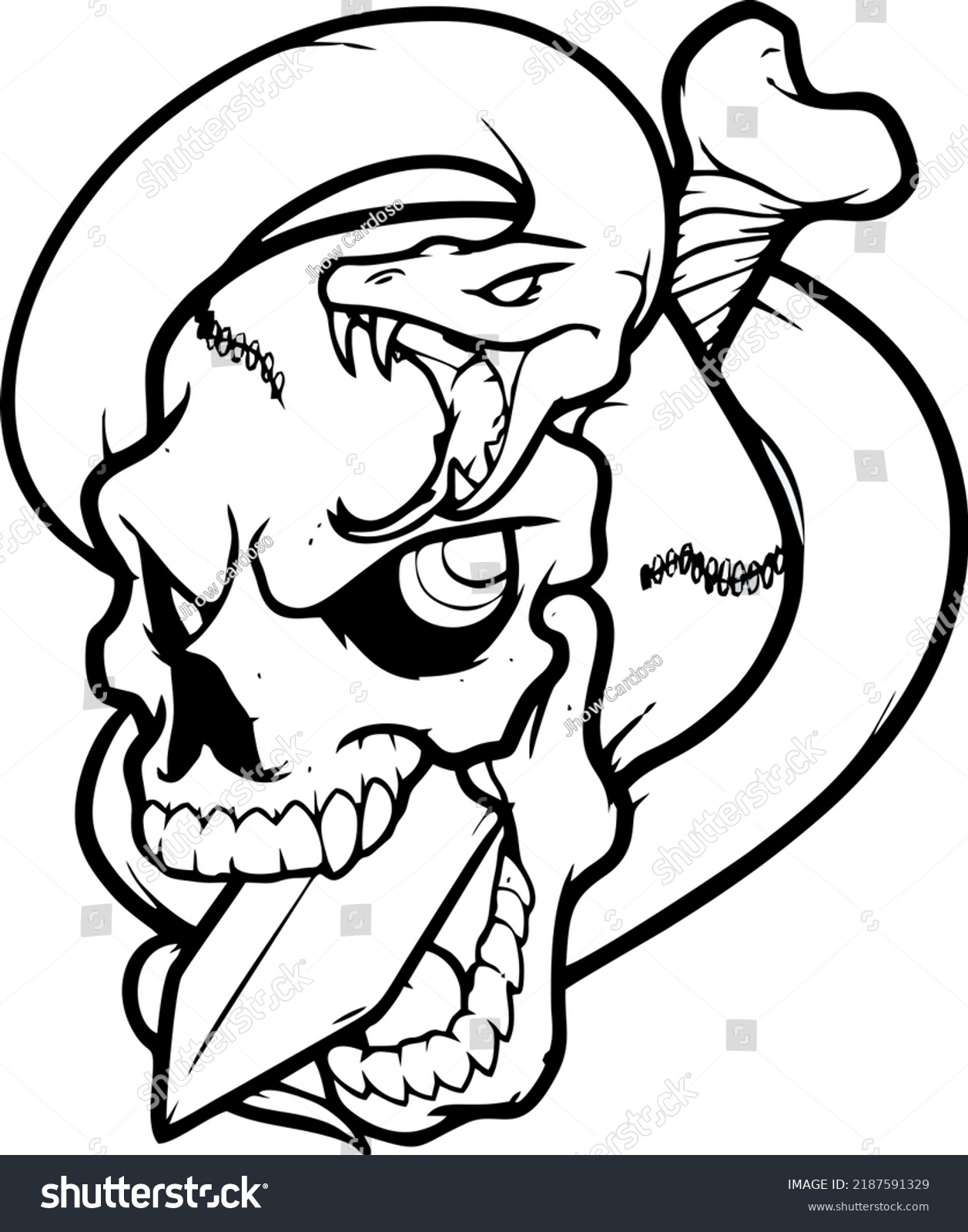 Skull Snake Knife Illustrator Vector Stock Vector (Royalty Free ...