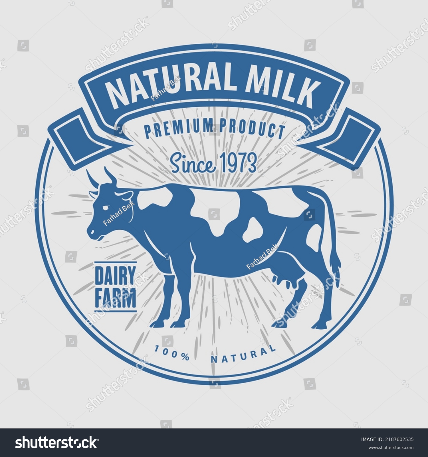 Natural Milk Logo Design Isolated On Stock Vector (Royalty Free ...