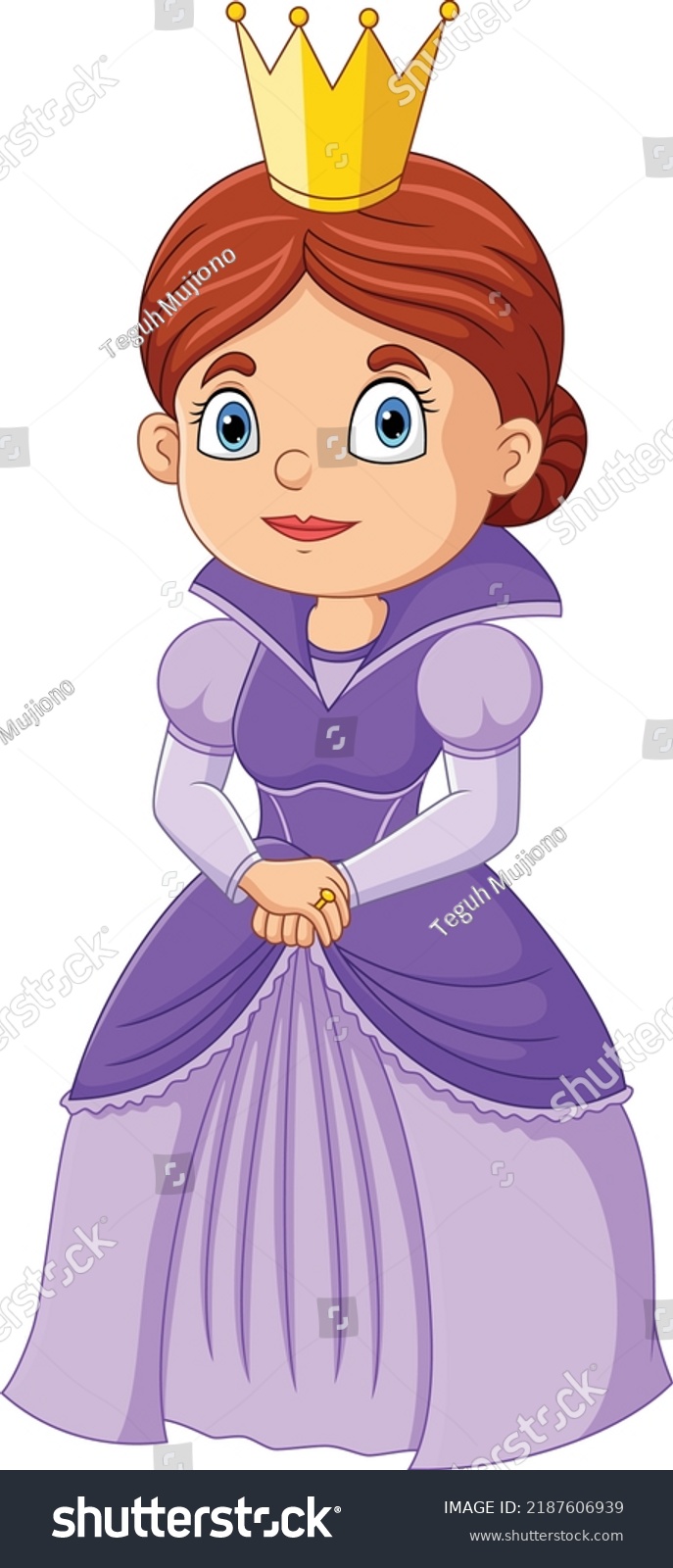 Cartoon Beautiful Princess Purple Dress Stock Vector (Royalty Free ...