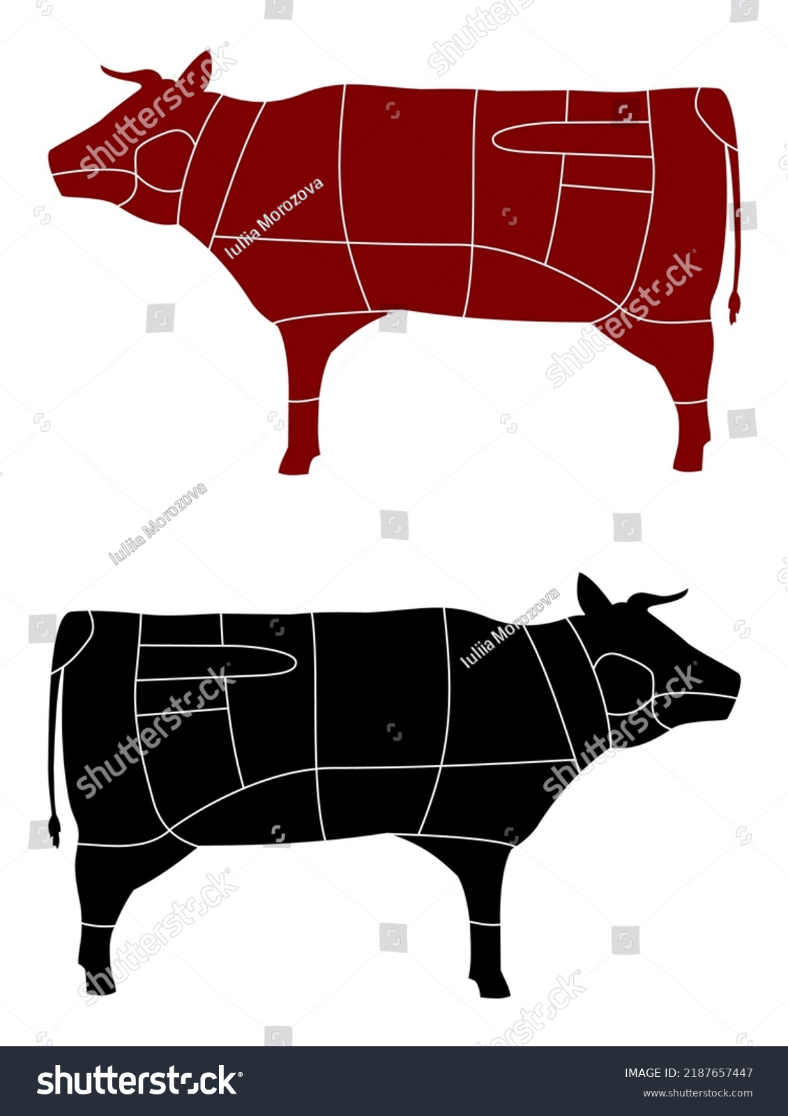 Vector Beef Cuts Butcher Diagram Stock Vector (Royalty Free) 2187657447 ...