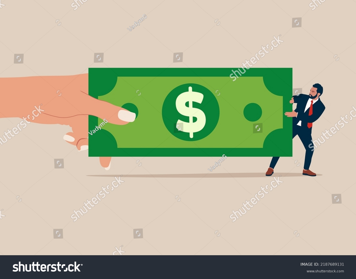 Big Hand Pulling Money Banknote Tug Stock Vector (Royalty Free ...