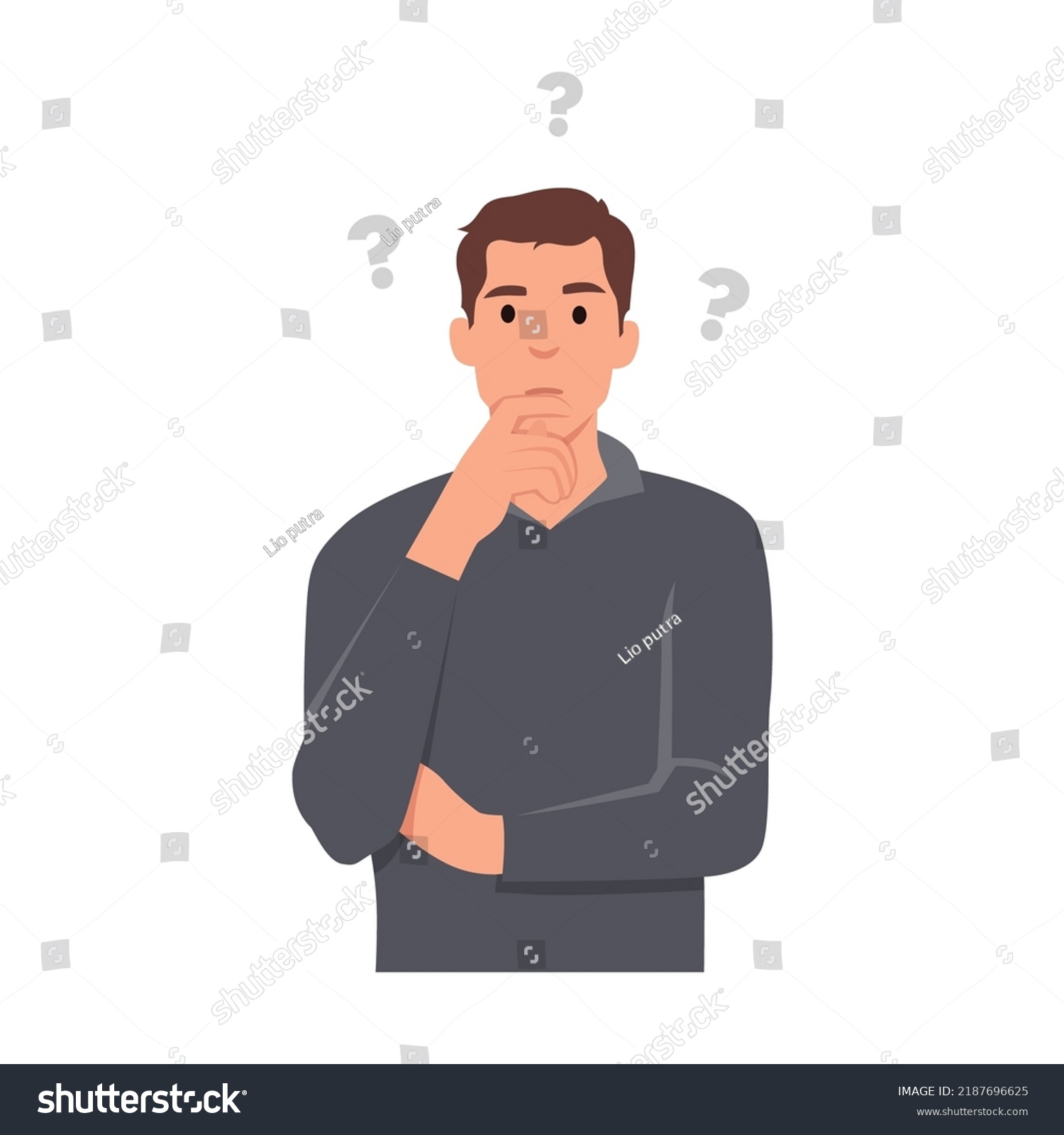 Young Man Thinking Question Mark Flat Stock Vector (Royalty Free ...