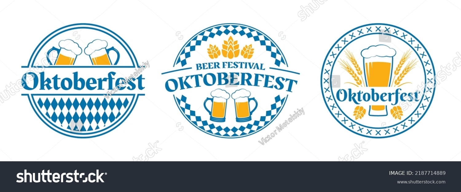 Oktoberfest Logo Label Set Beer Fest Stock Vector Royalty Free