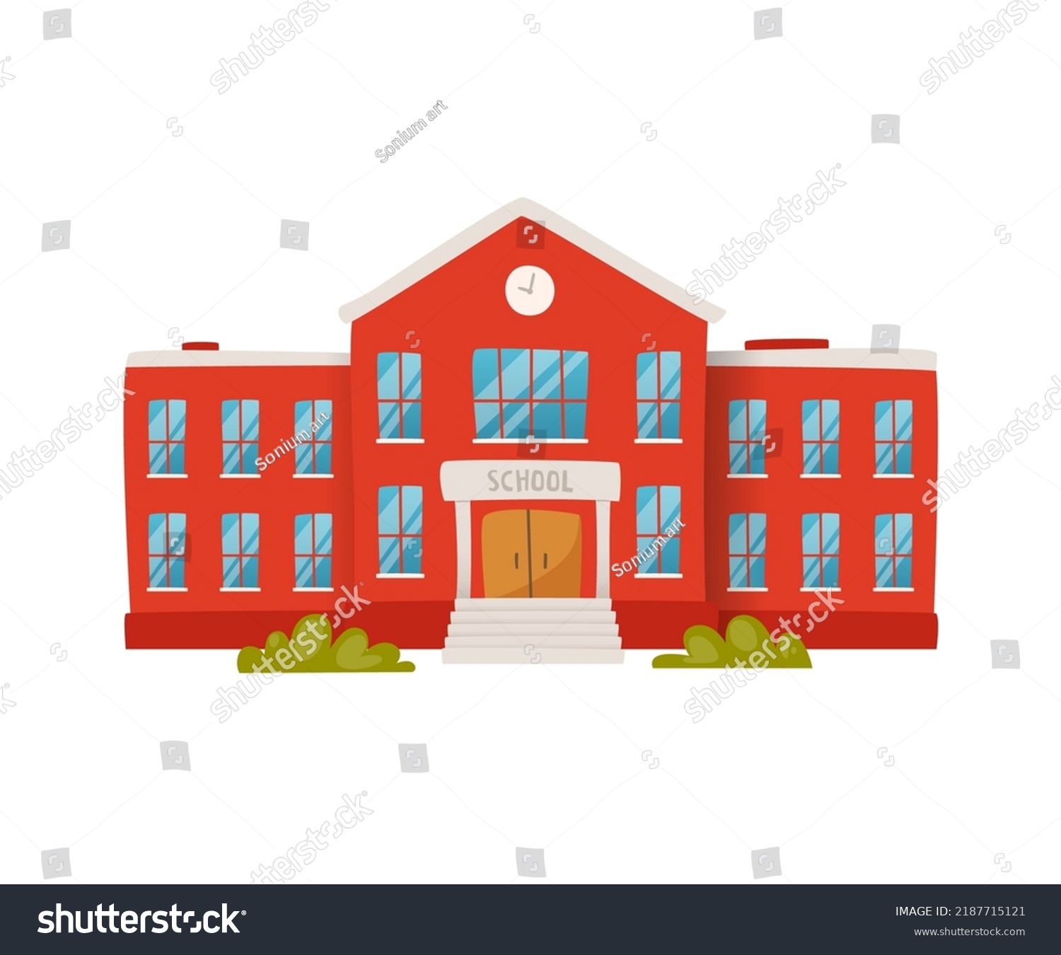 School Building Cartoon Facade Cute School Stock Vector (Royalty Free ...