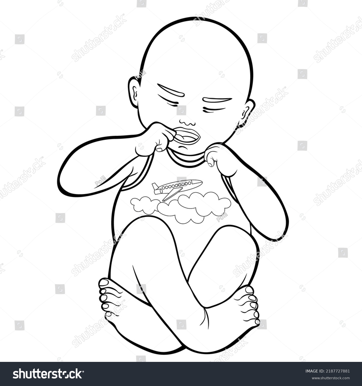 Small Baby Tshirt Airplane Crying Vector Stock Vector (Royalty Free ...