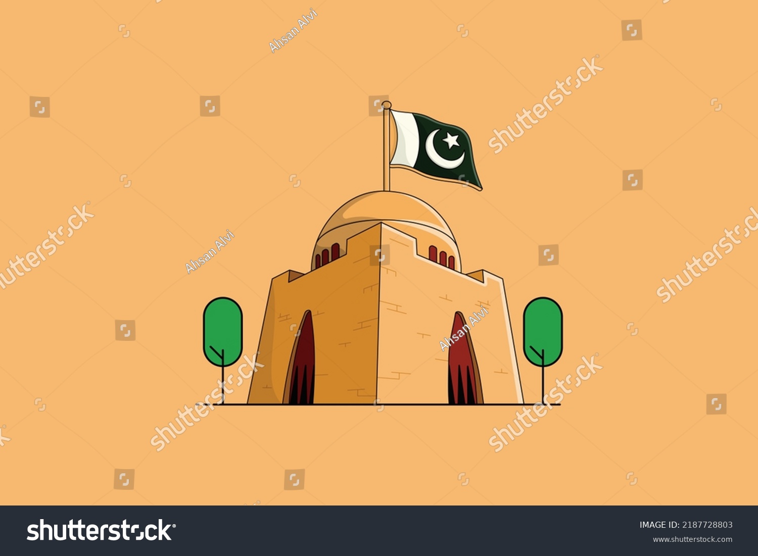 Mazar E Quaid Vector Illustration Pakistan Stock Vector Royalty Free 2187728803 Shutterstock