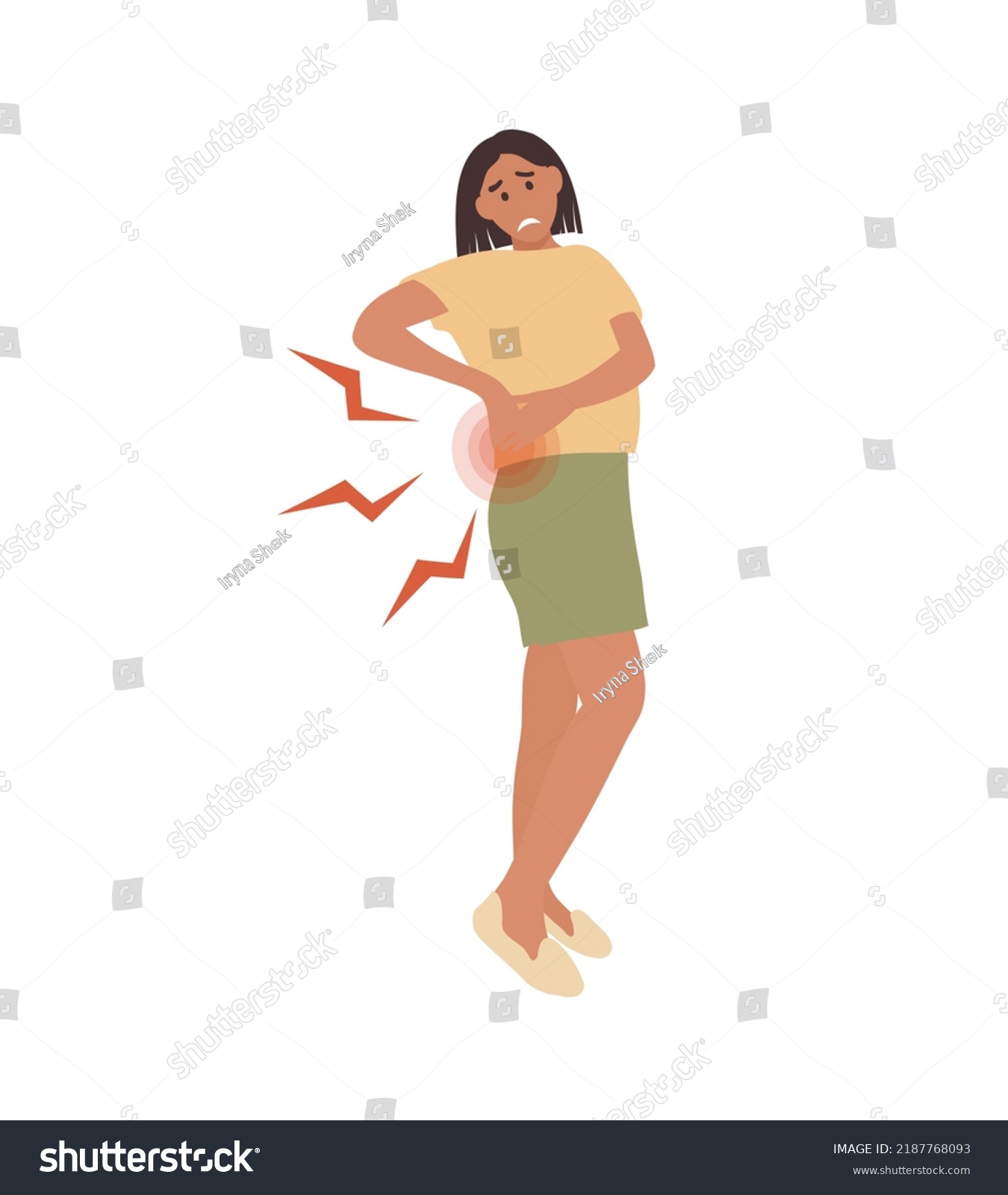 Woman Suffering Lower Back Pain Health Stock Vector (Royalty Free ...