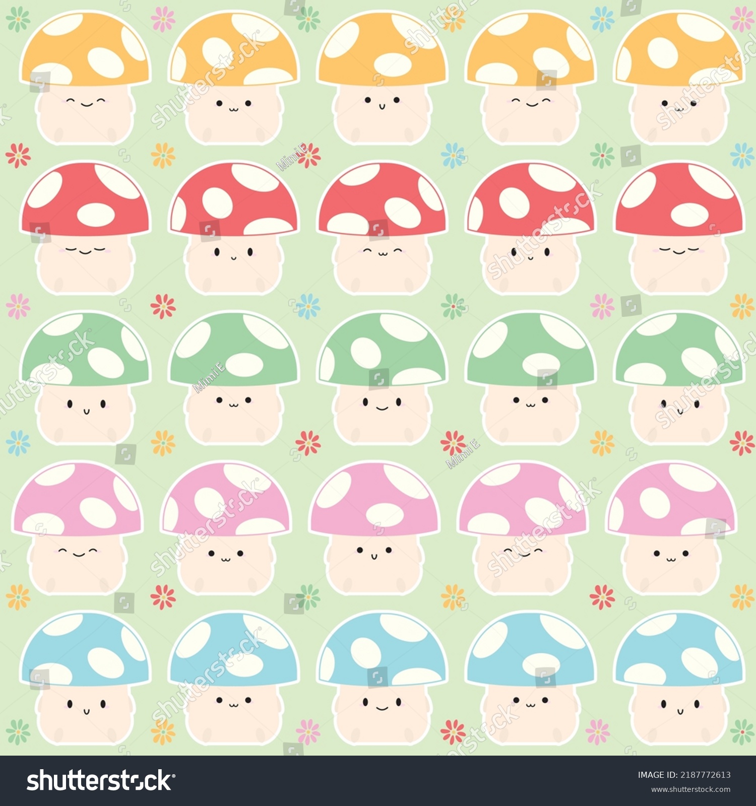 Mushroom Shrooms Character Cute Anime Happy Stock Vector (Royalty Free ...