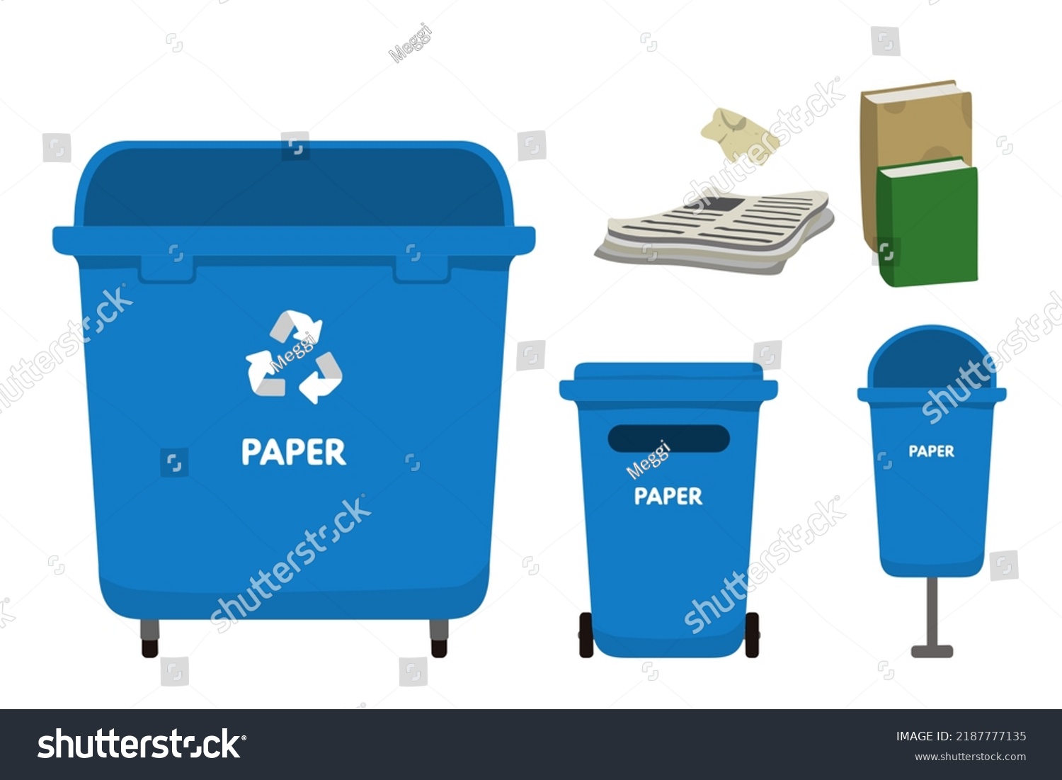 Blue Trash Bins Paper Stock Vector (Royalty Free) 2187777135 | Shutterstock