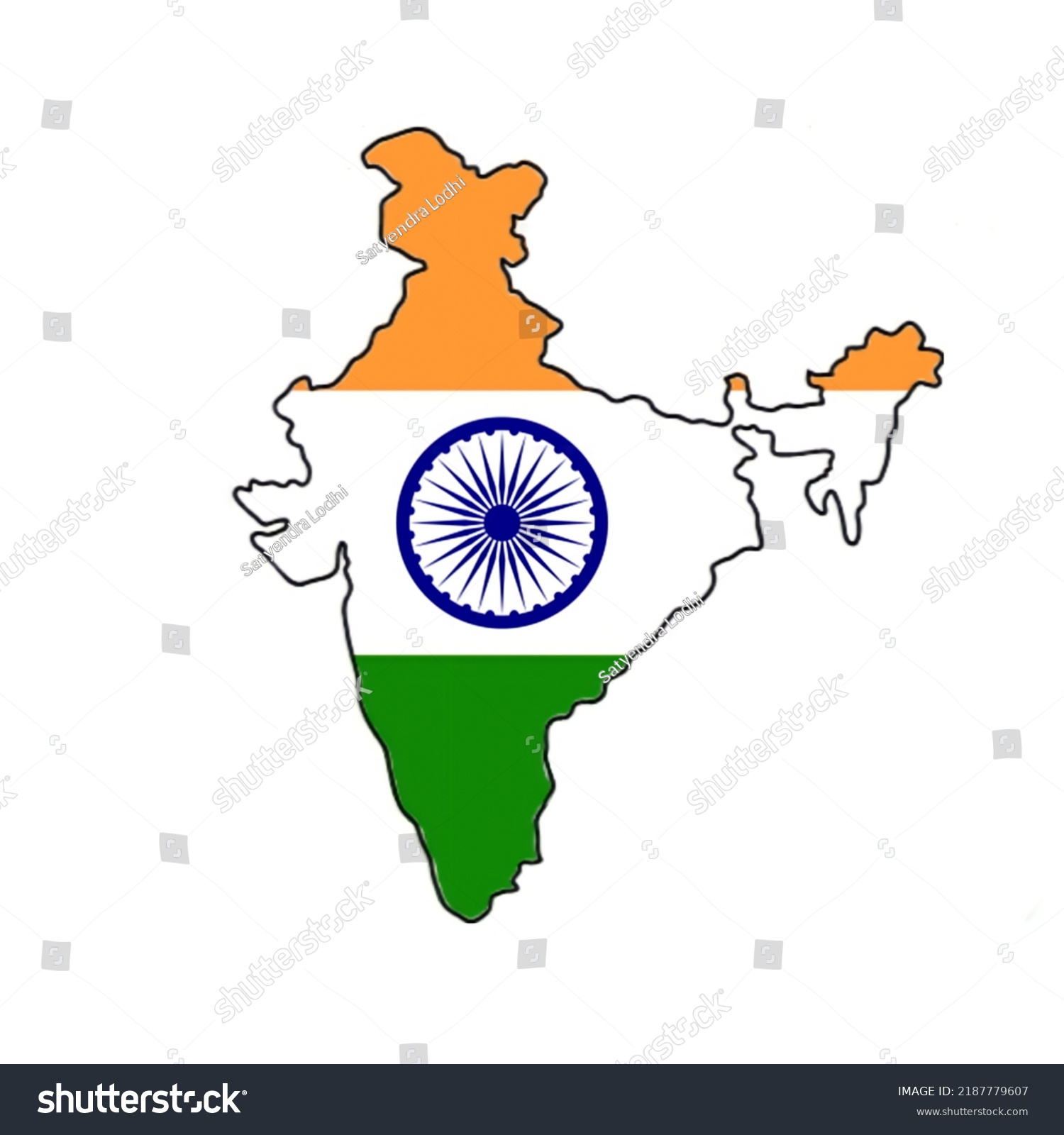 Indian National Map Indian Flag Colour Stock Illustration 2187779607 ...