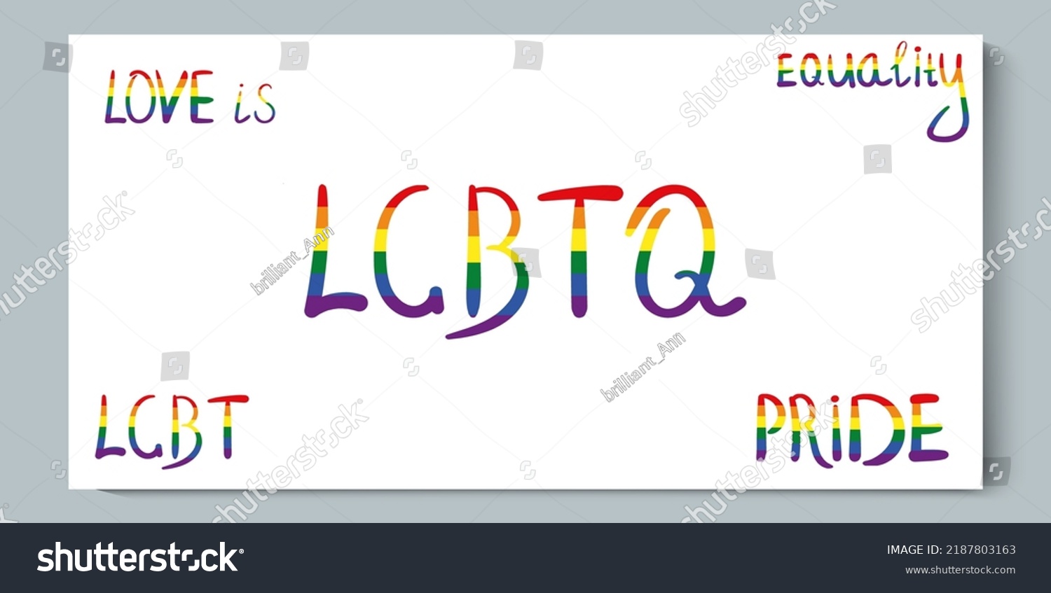 Set Gender Lgbt Doodle Rainbow Lettering Stock Vector Royalty Free