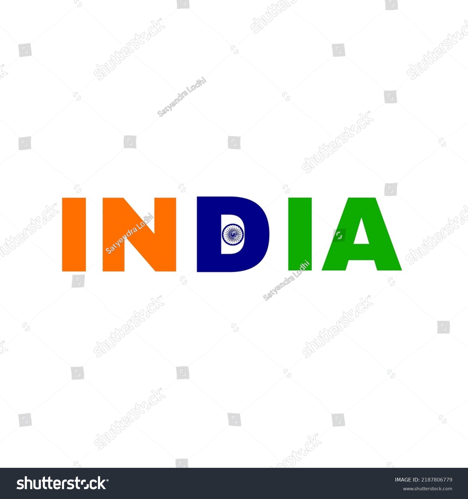 Creative India Text Indian Flag Colour Stock Illustration 2187806779 ...