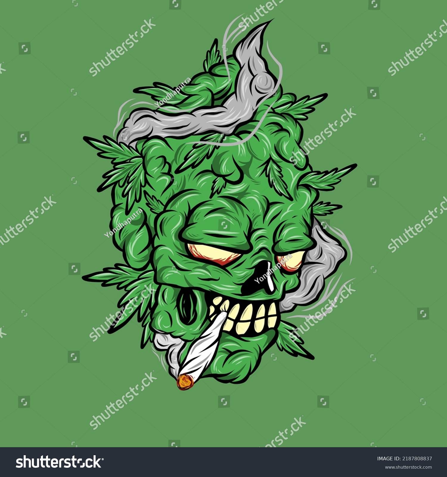 Marijuana Flower Illustration Skull Character Smoking Stock Vector ...