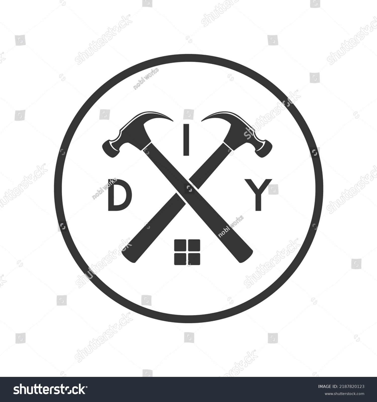 Diy Two Crossed Hammers Symbol Inside Stock Vector Royalty Free 2187820123 Shutterstock