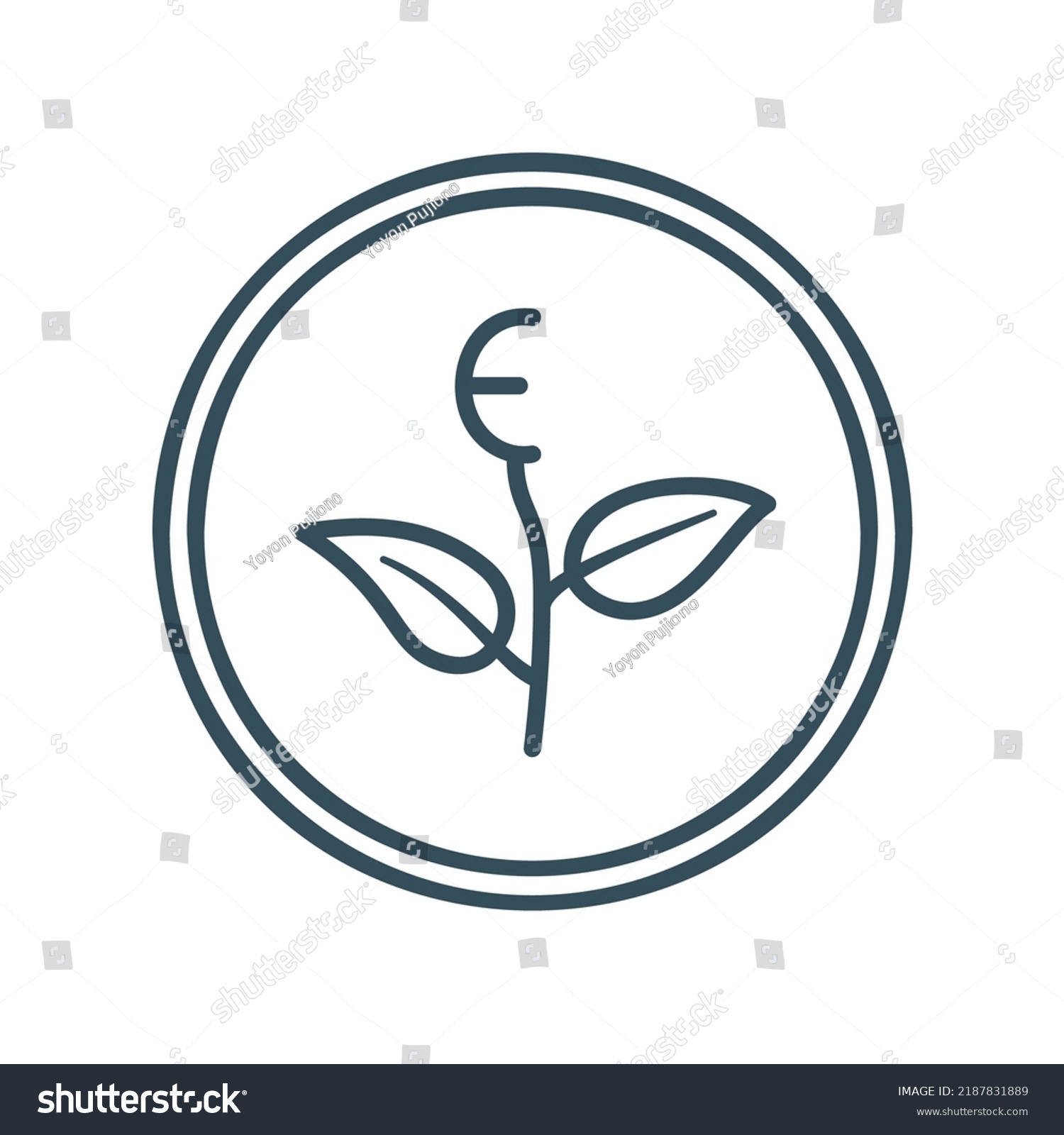 Ecolabel Icon Sprout Leaves Grey Outline Stock Vector (Royalty Free ...