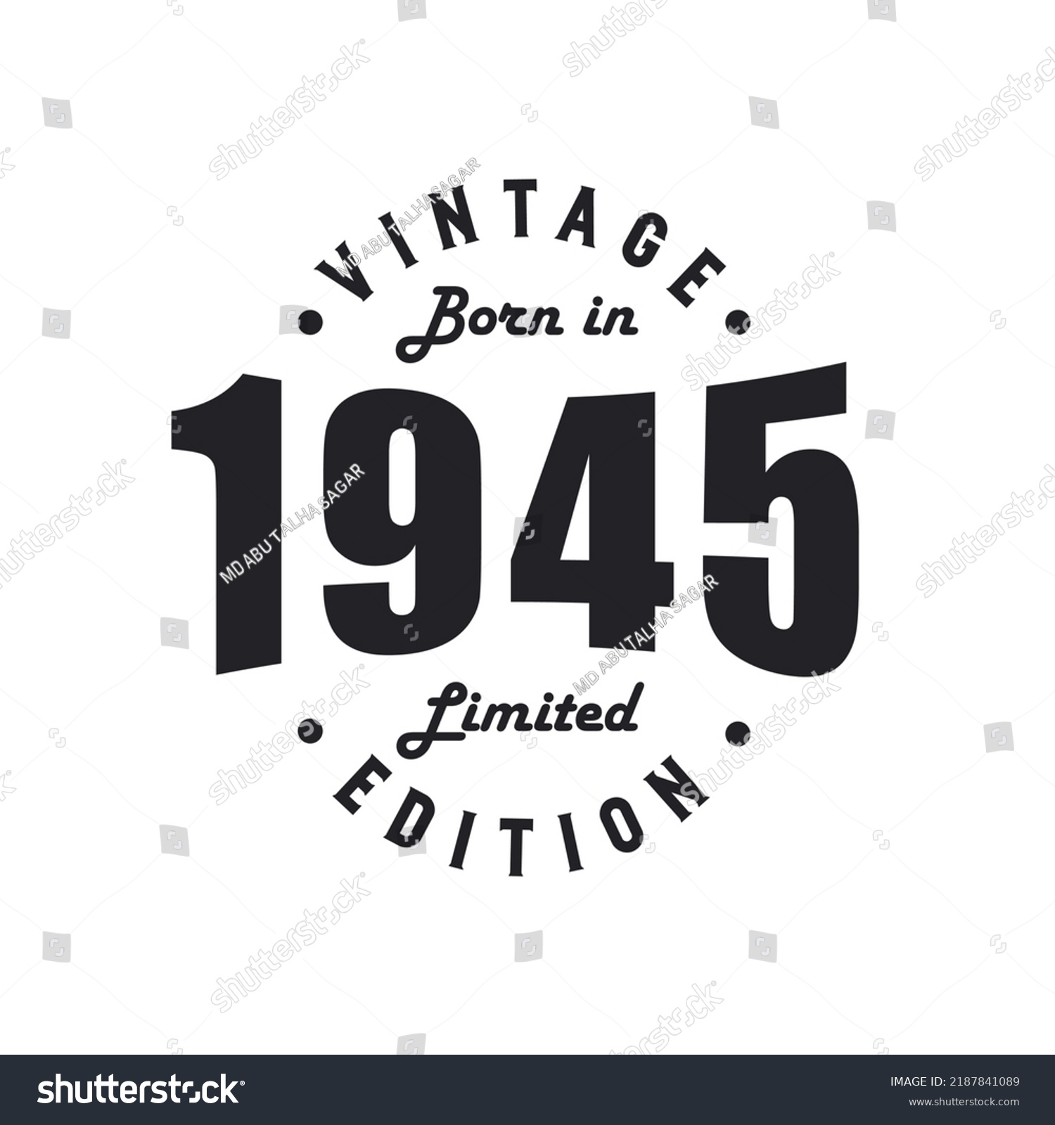Born 1945 Vintage 1945 Birthday Celebration Stock Vector (Royalty Free