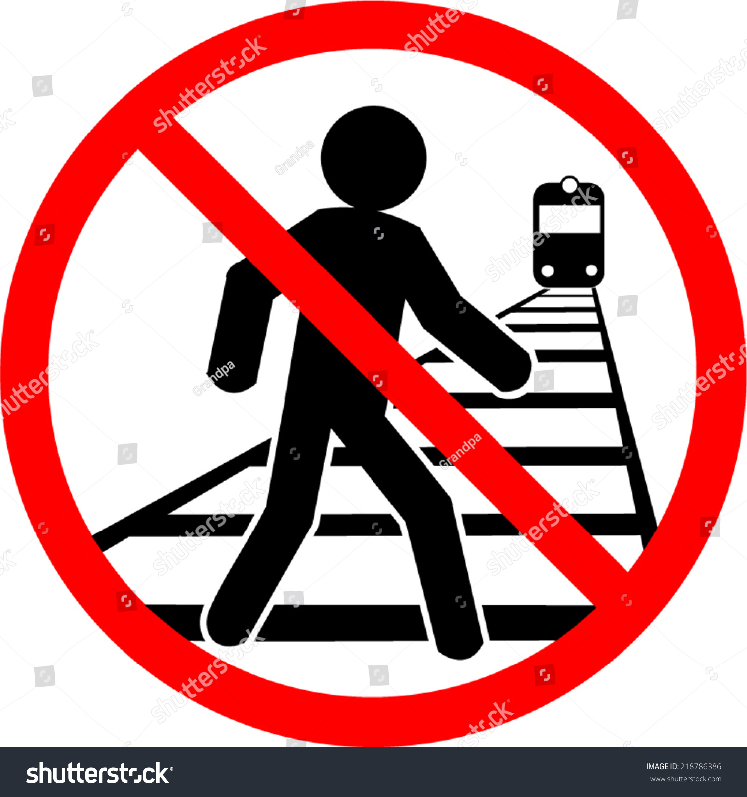 Prohibition Sign Do Not Cross Railway Stock Vector (Royalty Free ...