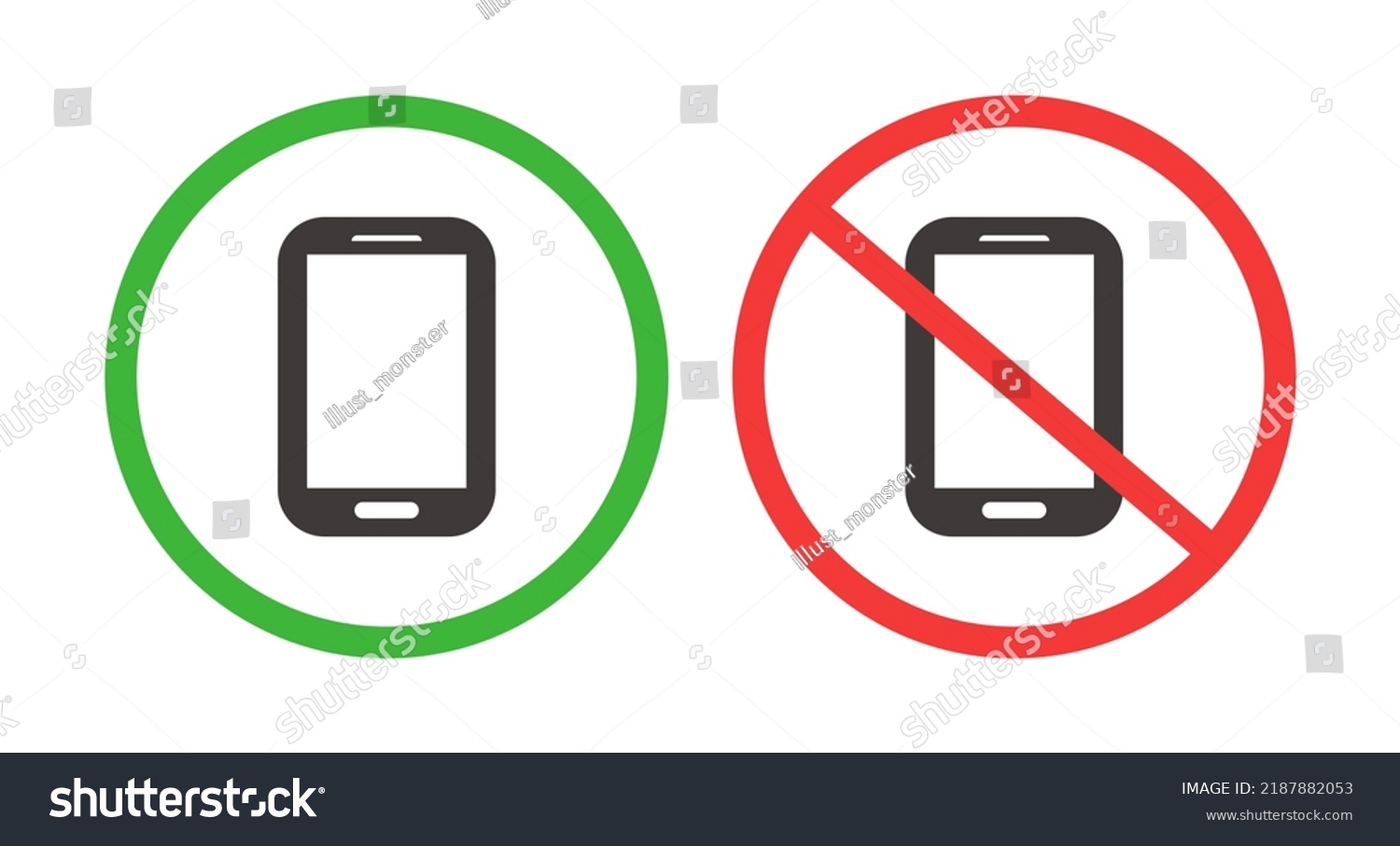 Smartphone Restrictions Icon Set Smartphone Use Stock Vector (Royalty ...