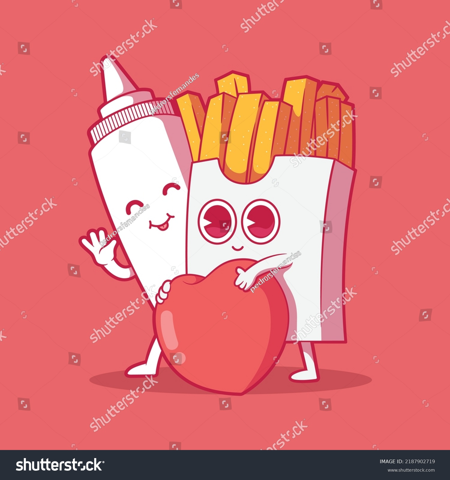 Cute French Fries Mayo Characters Vector Stock Vector (Royalty Free ...