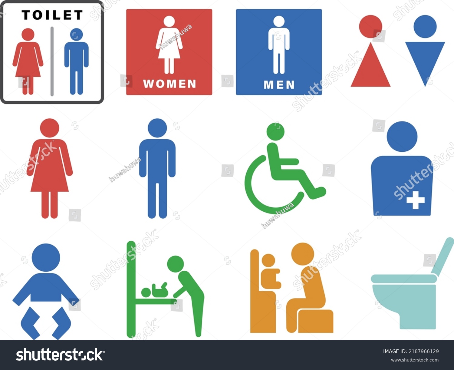 Icons Used Restroom Signage Stock Vector (Royalty Free) 2187966129 ...