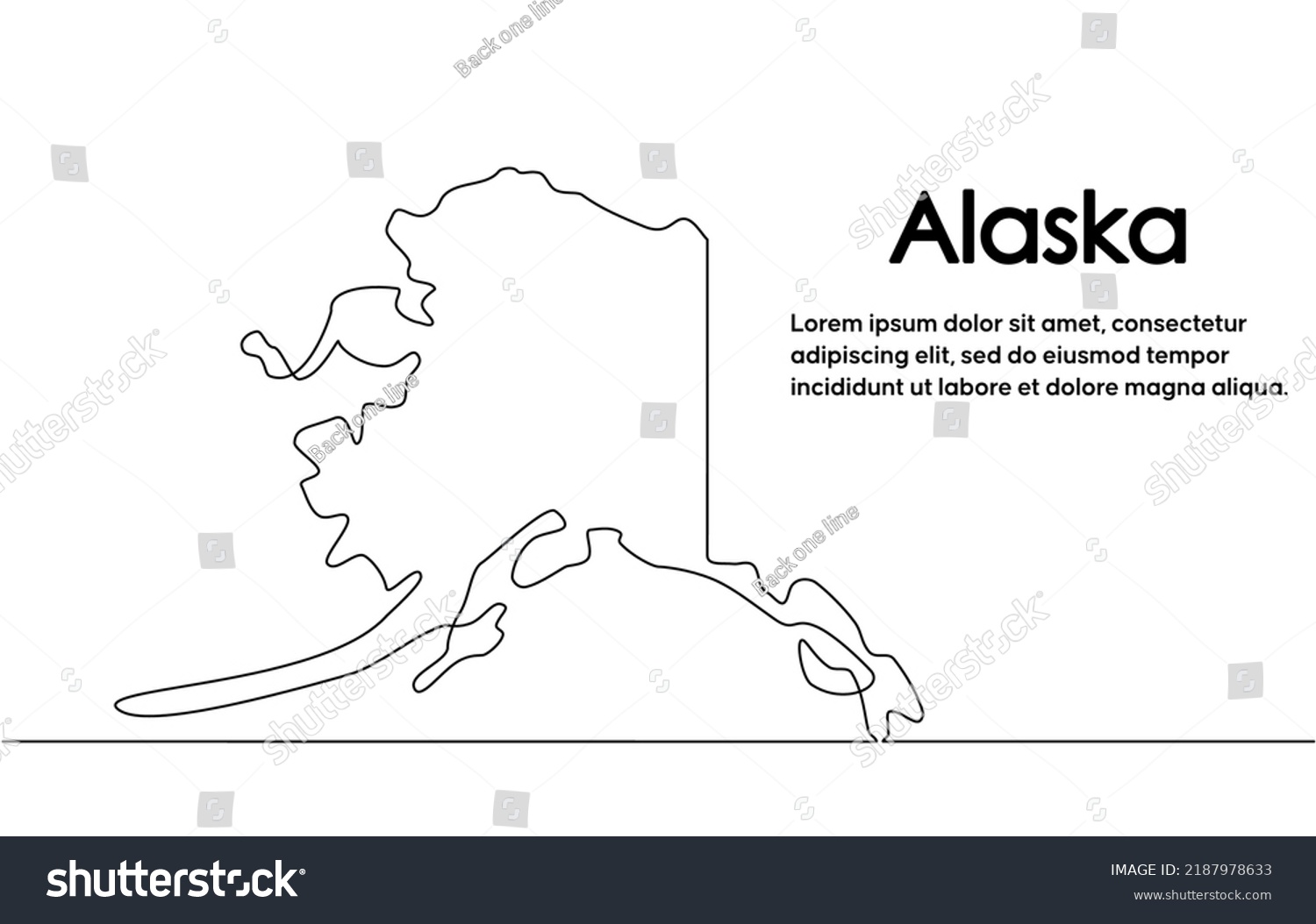 Continuous One Line Drawing Alaska Map Stock Vector (Royalty Free