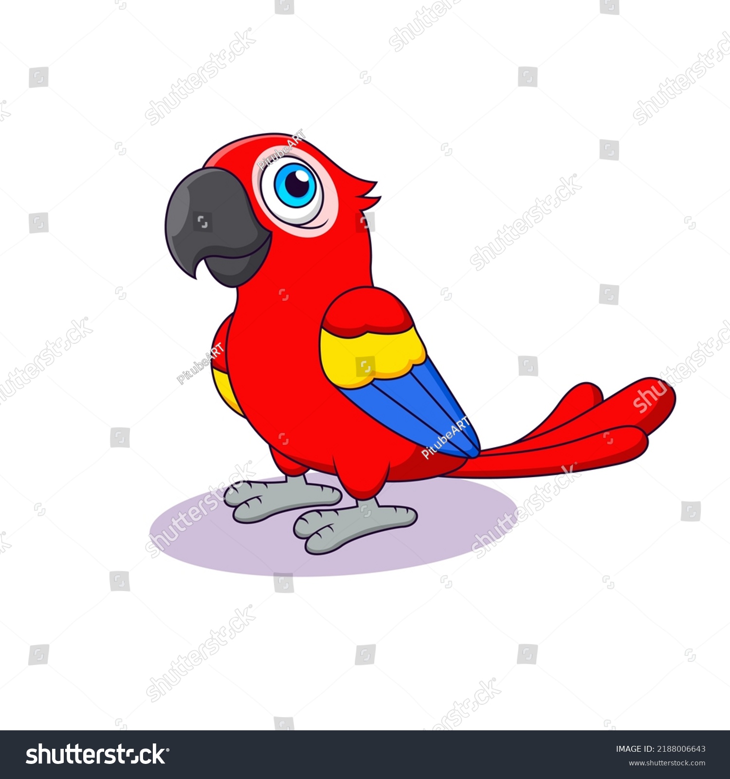 Cartoon Cute Baby Parrot Cute Animal Stock Vector (Royalty Free ...