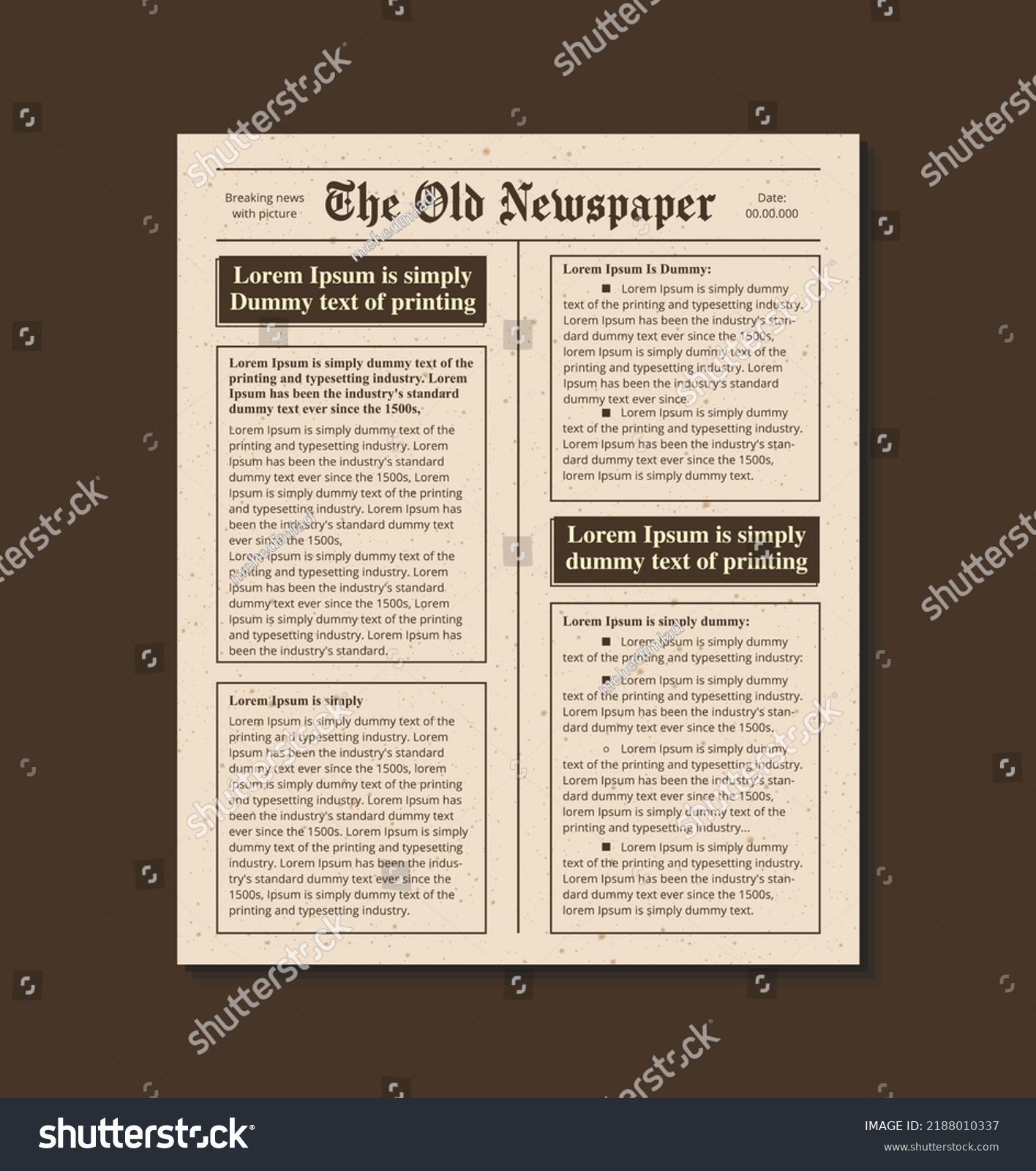 Old Vintage Newspaper Template On Retro Stock Vector (Royalty Free ...