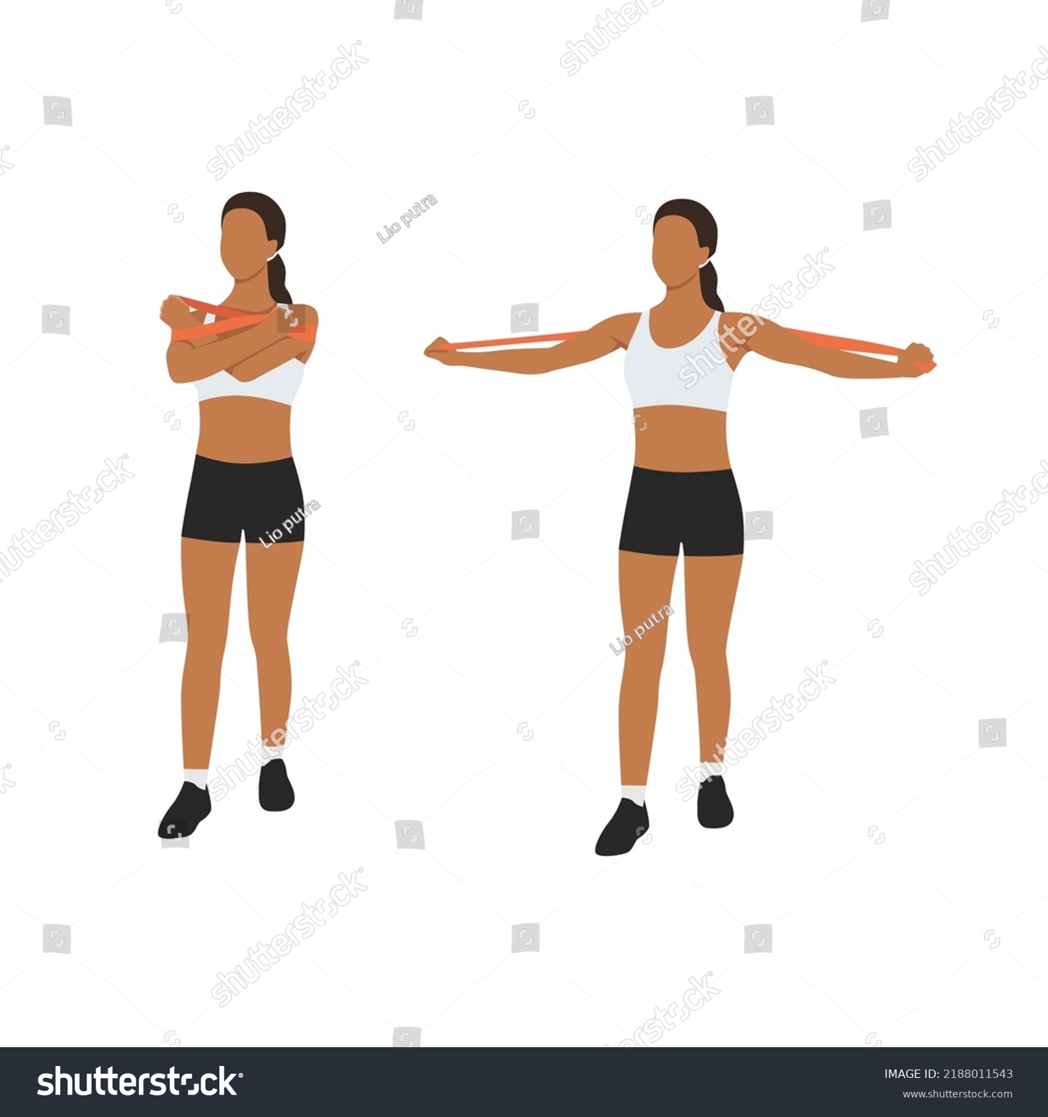 Woman Doing Chest Crossover Long Resistance Stock Vector (Royalty Free ...